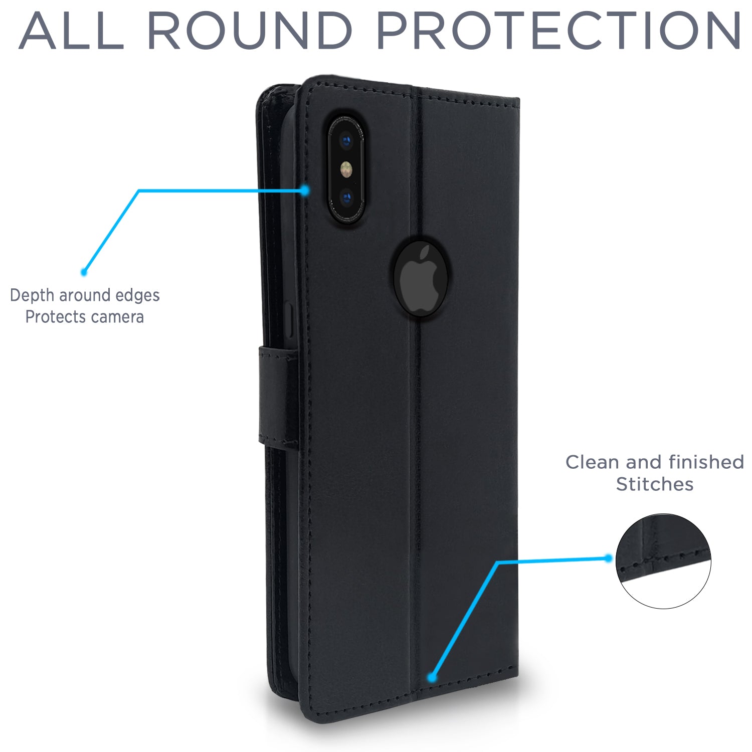 Pikkme iPhone X/Xs Vintage Flip Cover (Black)