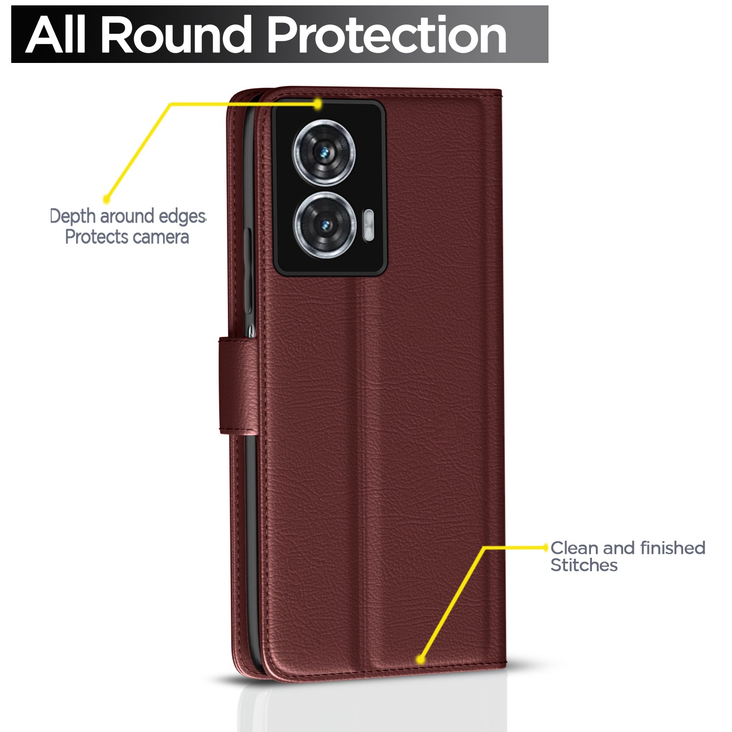 Pikkme Motorola Moto G85 5G Vintage Flip Cover (Brown)