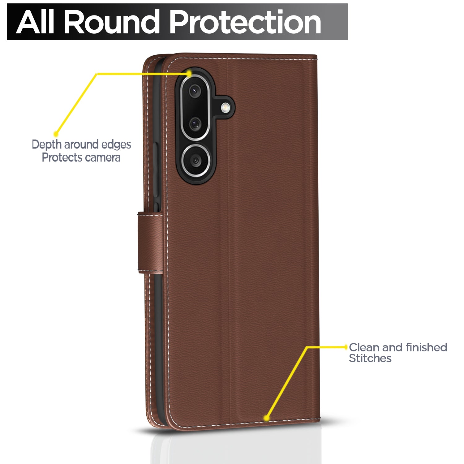 Pikkme Samsung Galaxy M56 5G Double Contrast Flip Cover (Tan)
