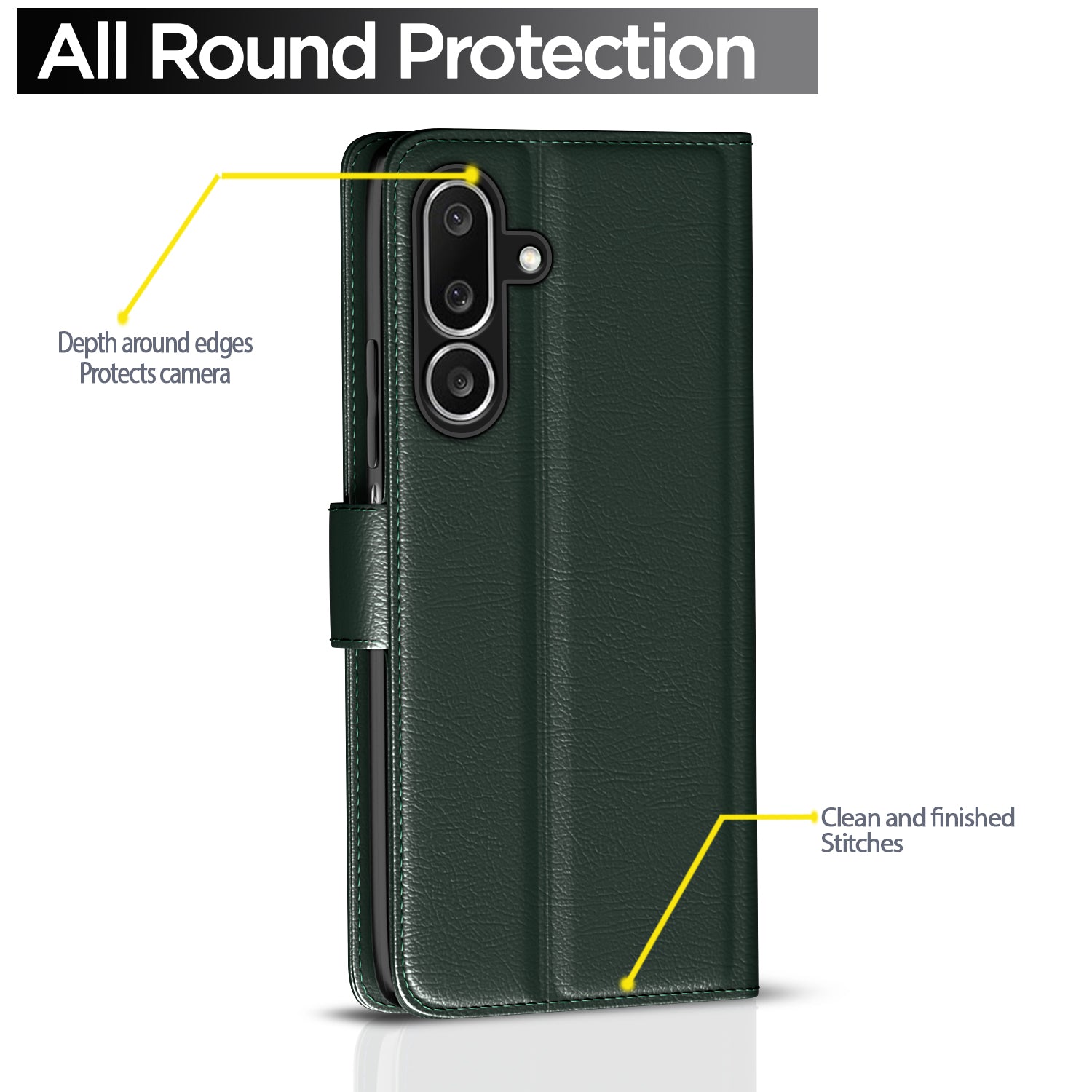 Pikkme Samsung Galaxy M36 5G Vintage Flip Cover (Green)