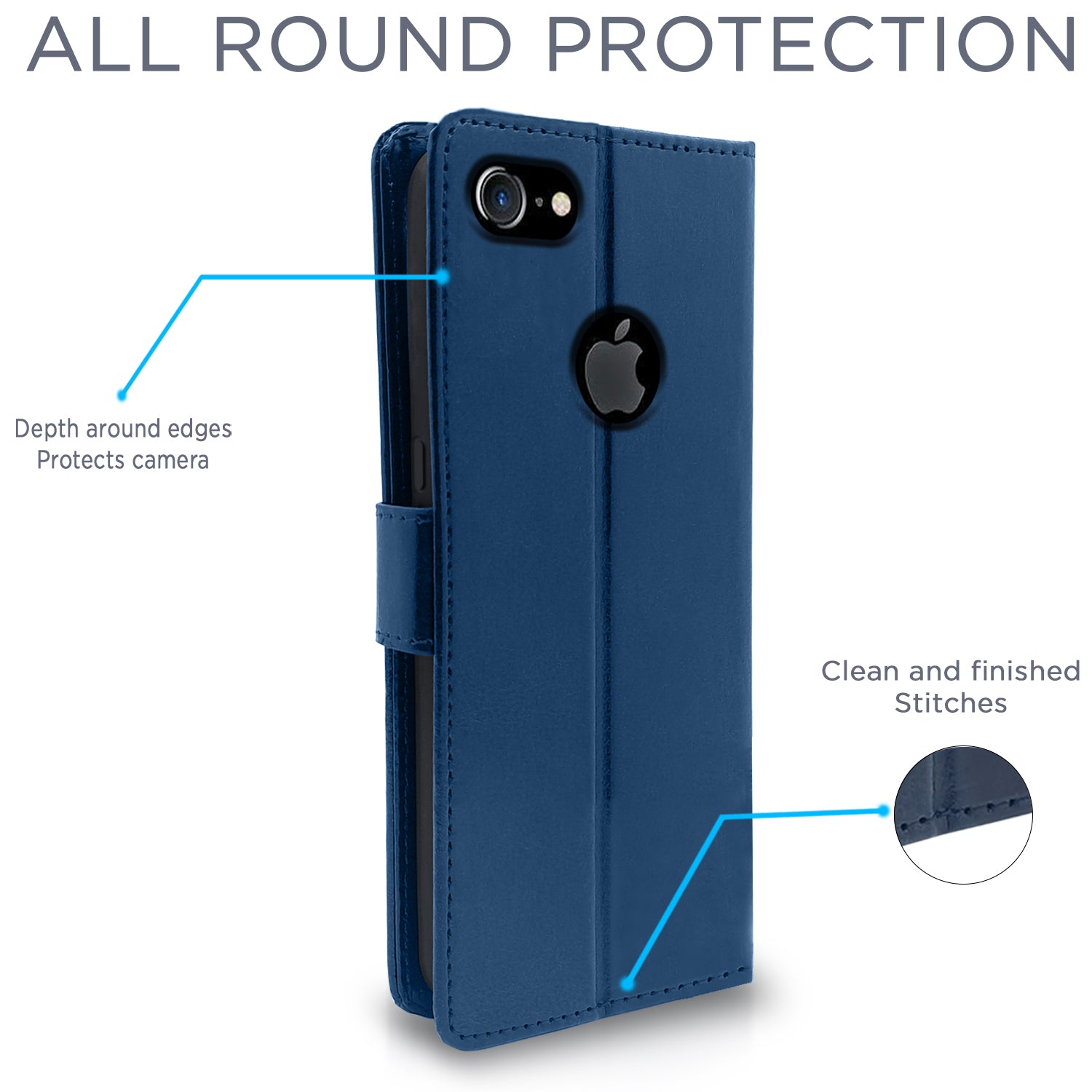 Pikkme iPhone 7/8 Vintage Flip Cover (Blue)