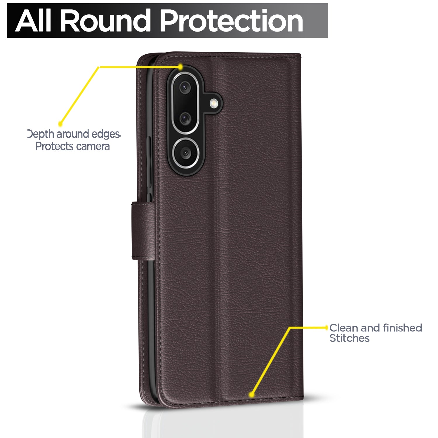 Pikkme Samsung Galaxy M56 5G Vintage Flip Cover (Coffee)