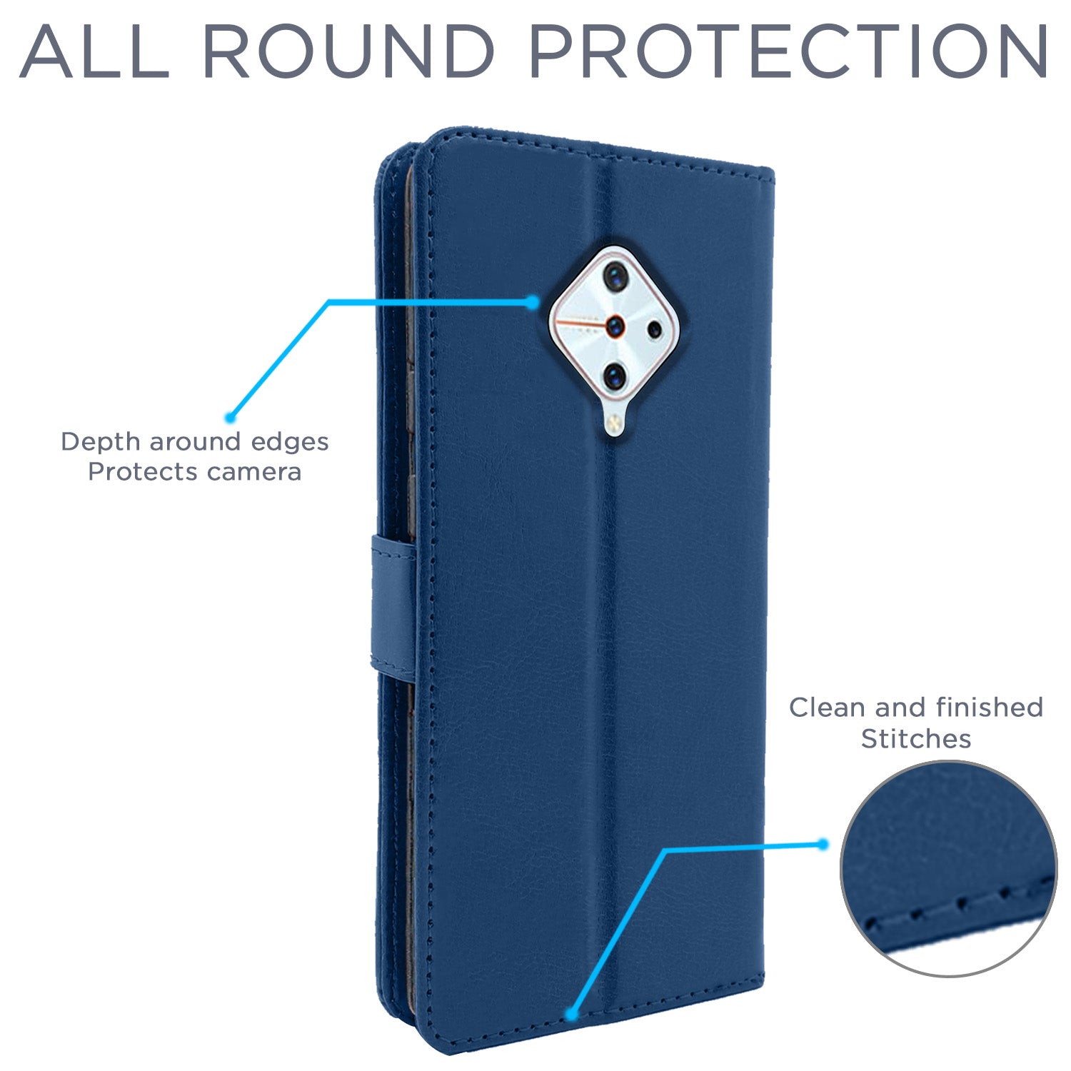Pikkme Vivo S1 Pro Vintage Flip Cover | Blue