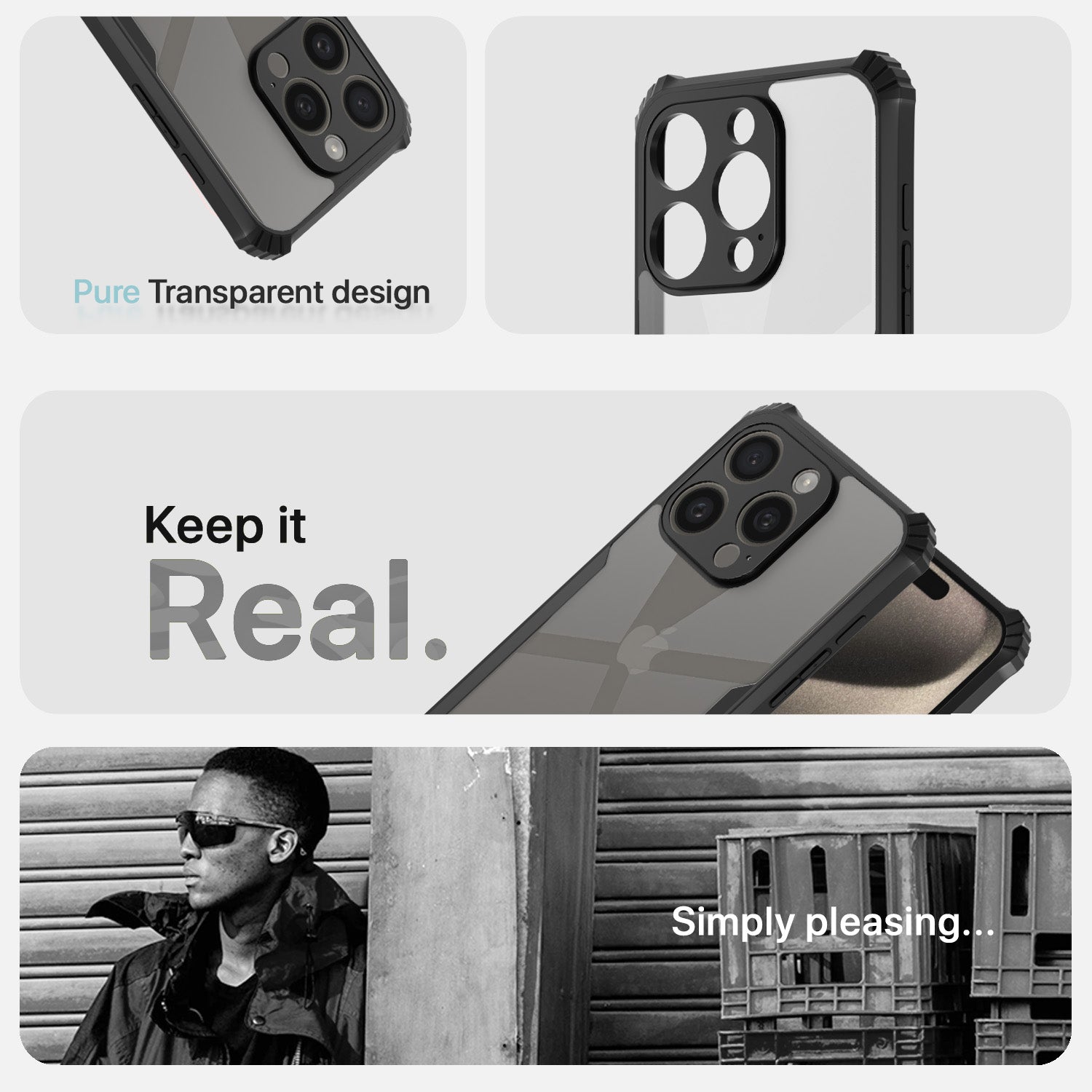 Pikkme iPhone 16 Pro Max Shockproof Eagle Clear Transparent Back Cover (Black)