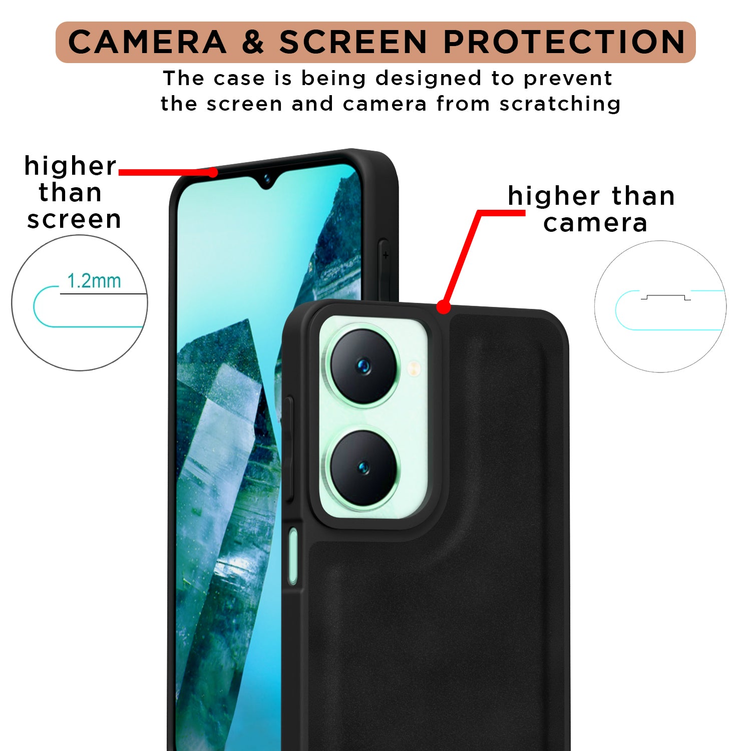 Pikkme iQOO Z9 Lite 5G | Vivo T3 Lite 5G | Vivo Y18 | Y18e | Y03 Premium Super Soft-Touch Leatherback Case (Black)