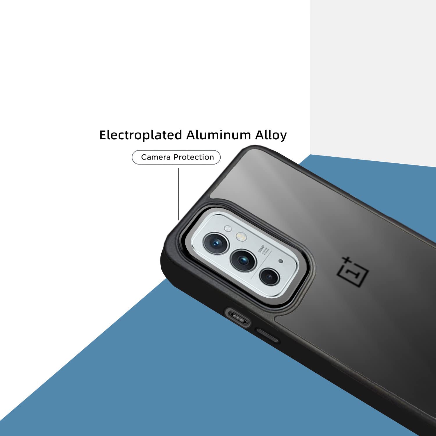 Pikkme Oneplus 9RT 5G Oneplus 9RT 5G Chrome Metal Ring Back Cover (Black)