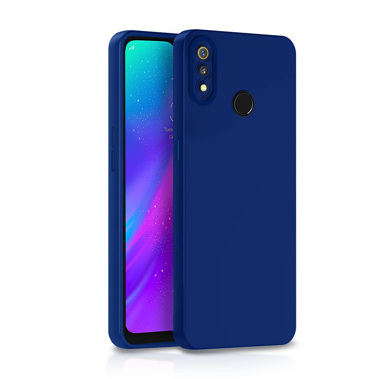 Realme 3 Liquid Silicone Back Cover-Blue