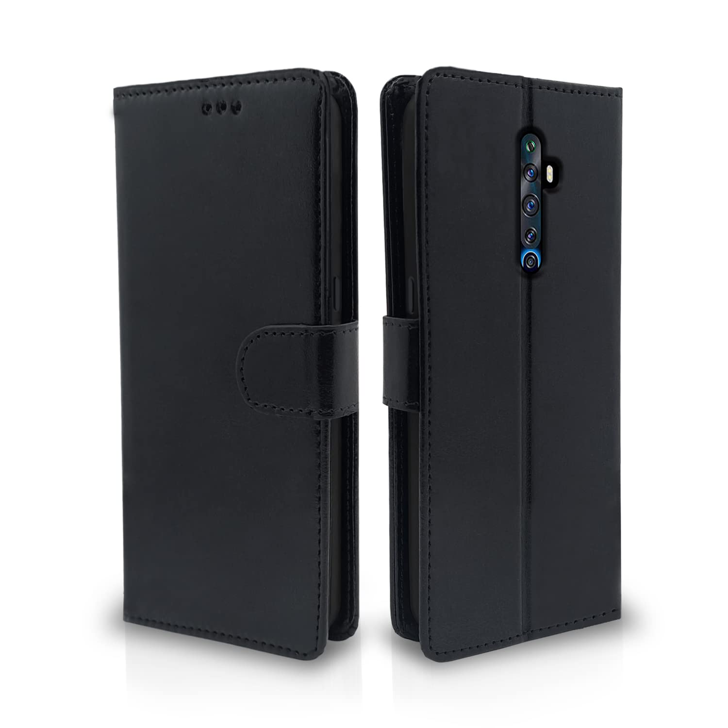 Reno 2Z/2F Wallet flip cover in black by Pikkme