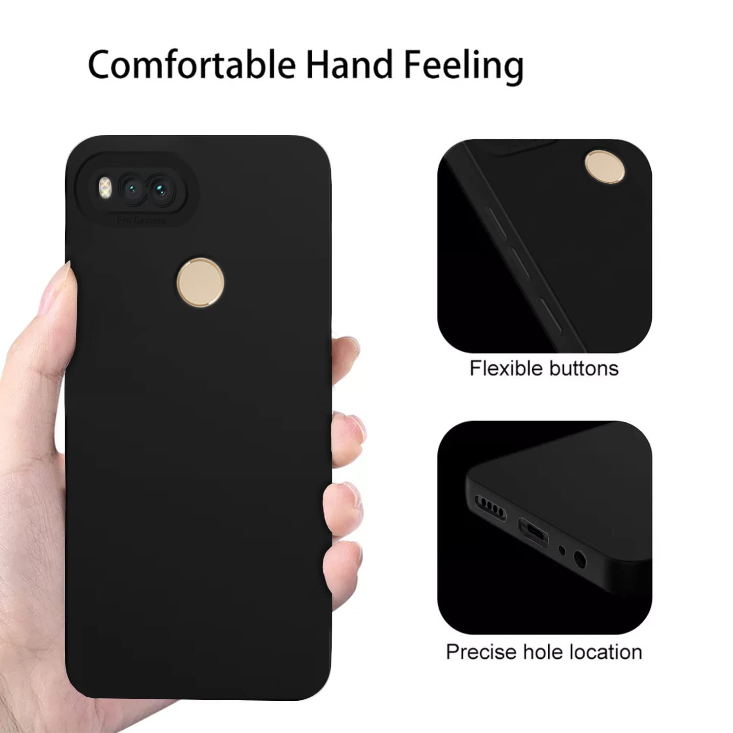 Pikkme Mi A1 Liquid Silicone Back Cover | Black