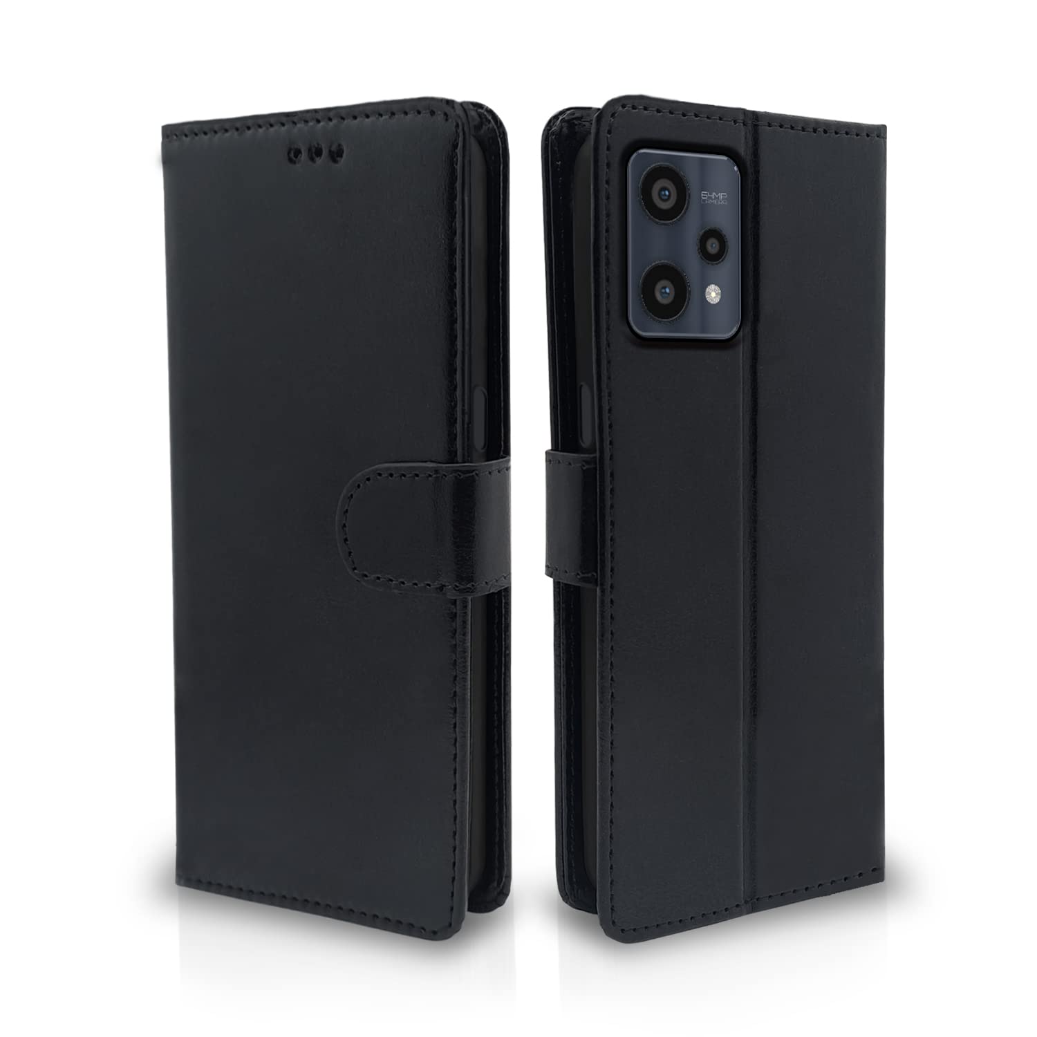 Realme 9 Pro Wallet wallet flip cover in black by Pikkme