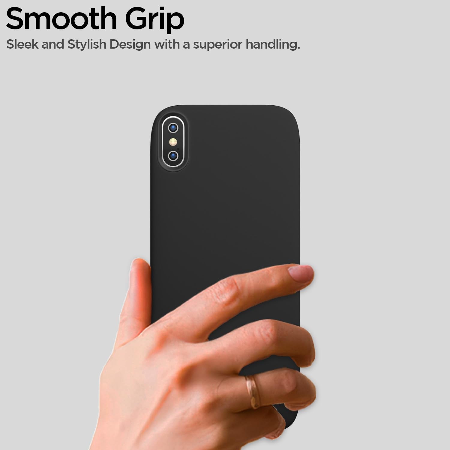 Pikkme iPhone X/Xs SideCut Soft Matte Silicone Back Cover (Black)