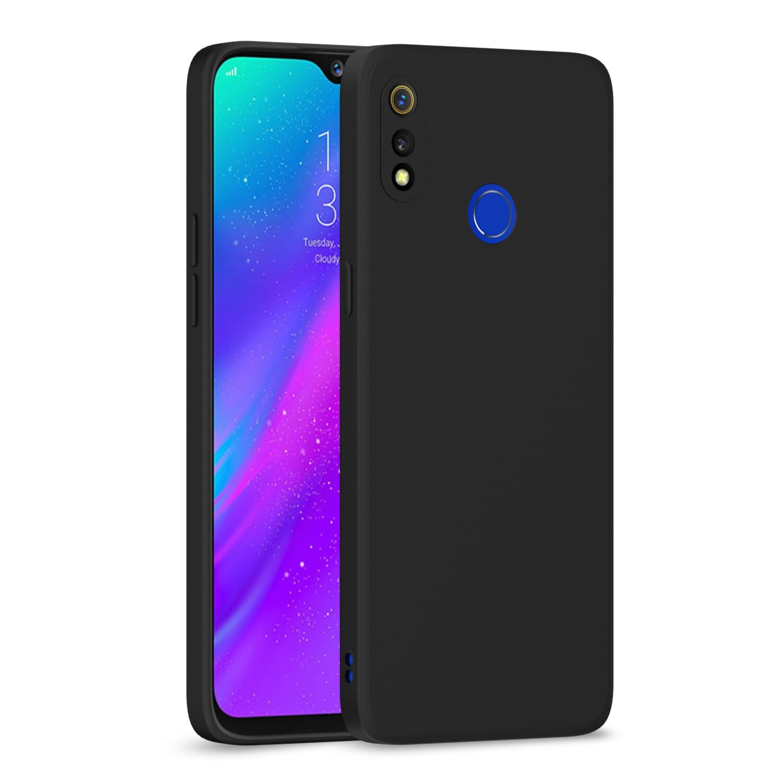 Realme 3 Liquid Silicone Back Cover-Black