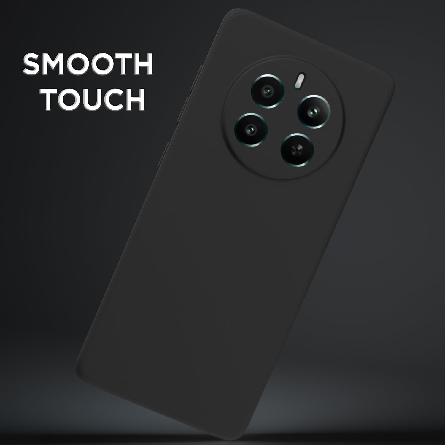 Pikkme Realme 12 Plus 5G Liquid Silicone Back Cover (Black)
