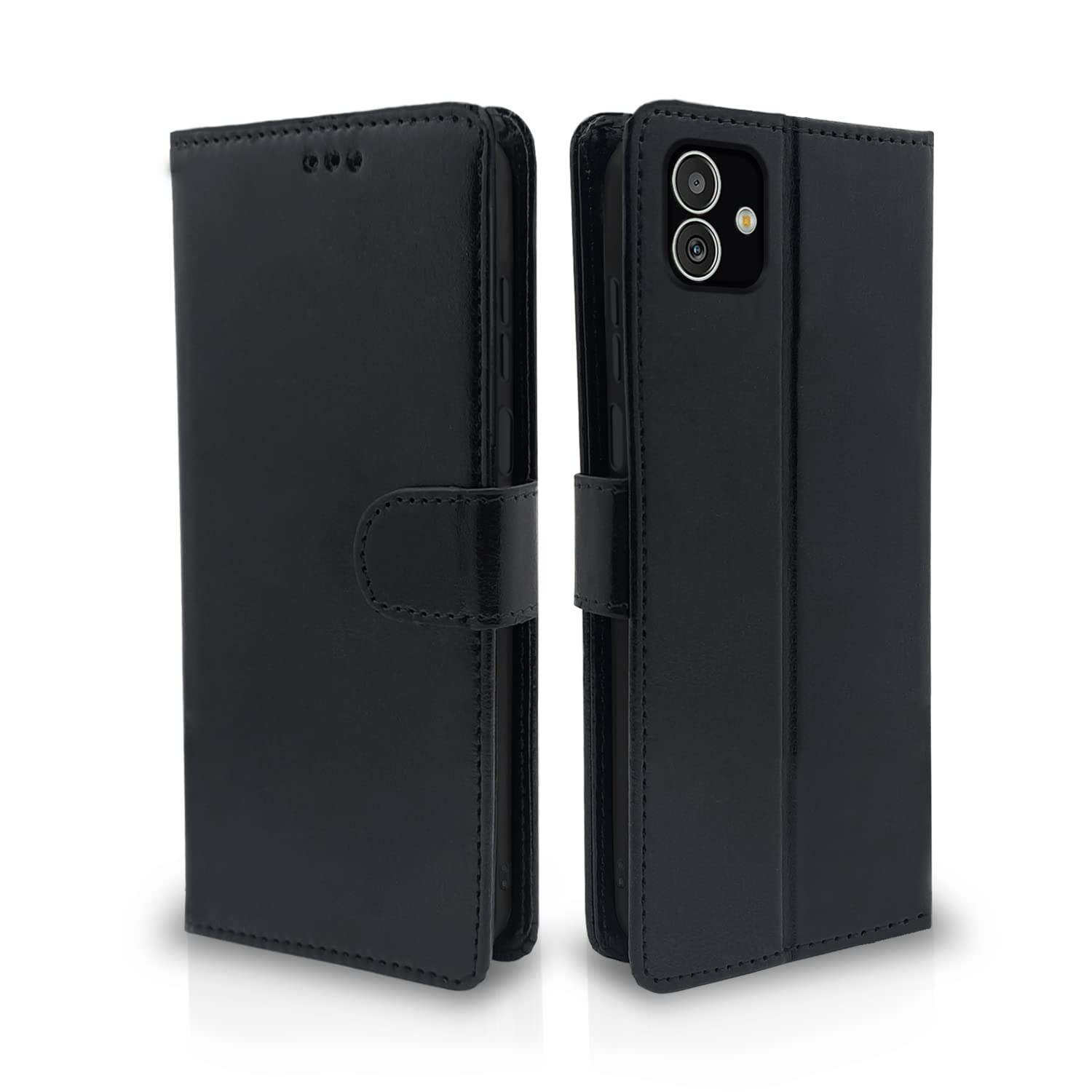 Samsung F14 5G Wallet flip cover in black by Pikkme