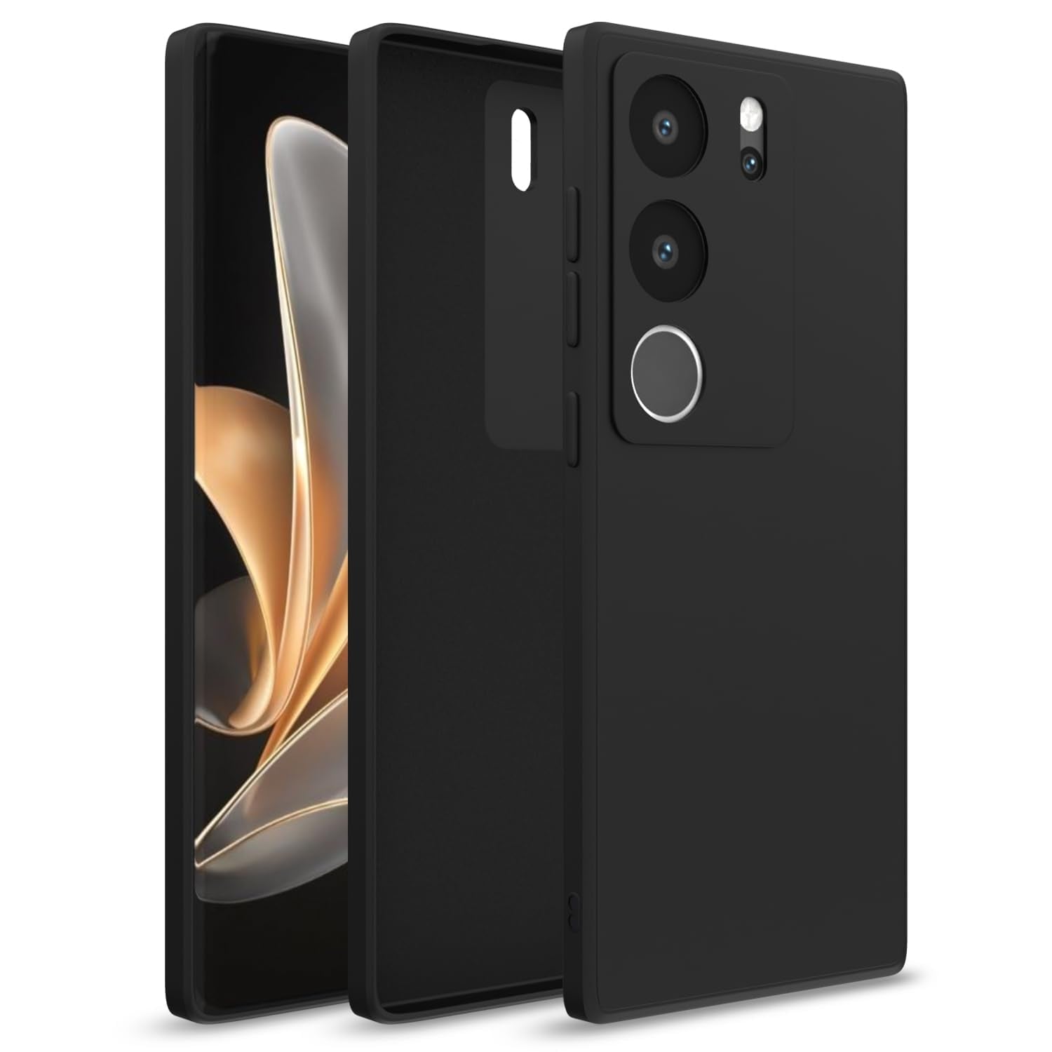 Pikkme Vivo V29/V29 Pro 5G Liquid Silicone black mobile cover