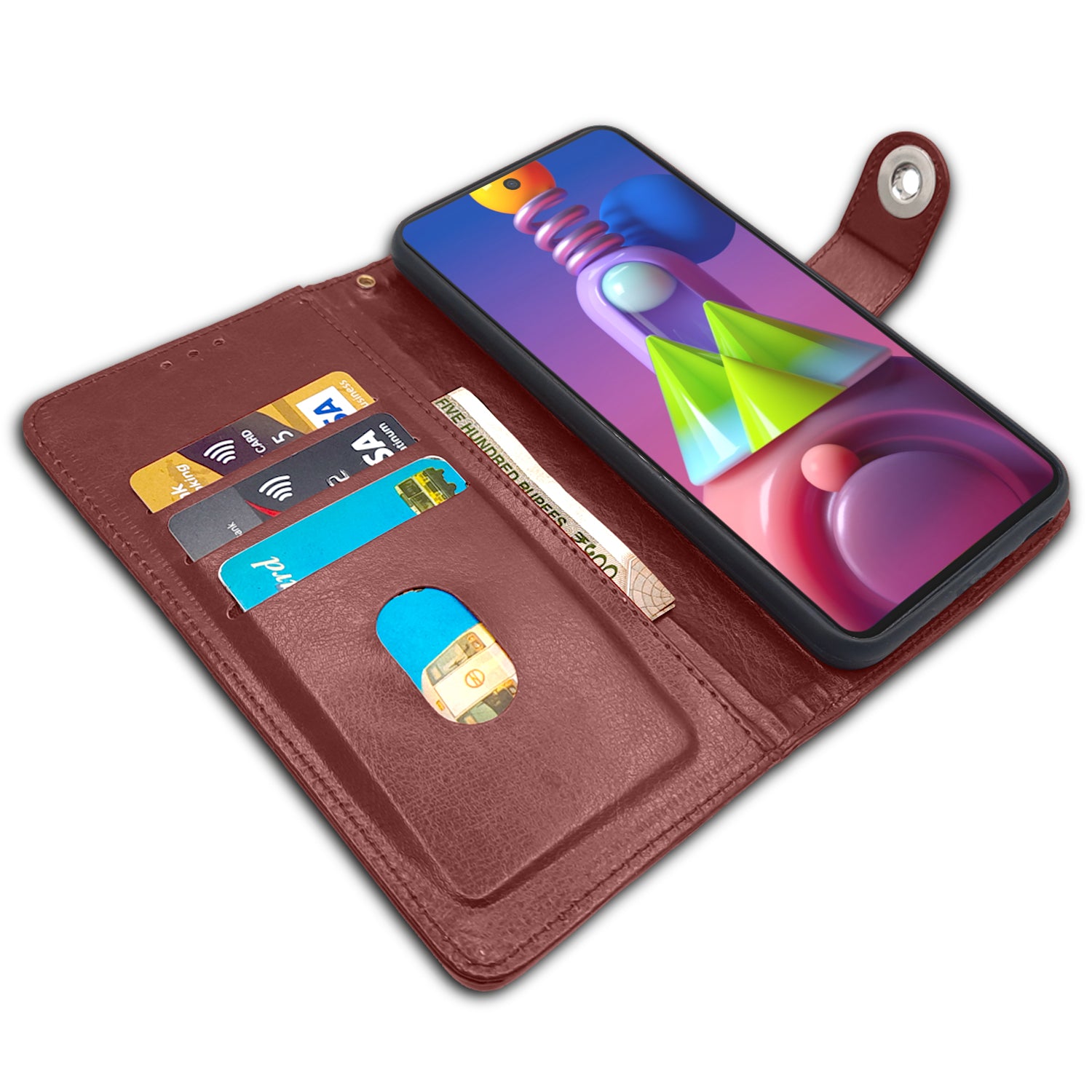 Pikkme Samsung Galaxy M31s Button Flip Cover (Brown)