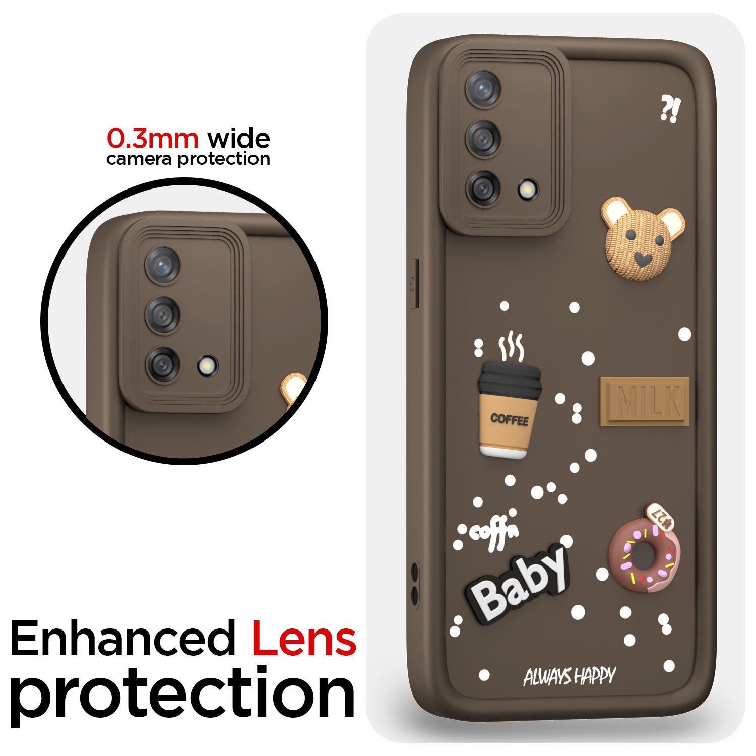Pikkme Oppo F21 Pro 5G / F21s Pro 5G Cute Fun Cartoon 3D Bear Coffee Back Cover (Black)