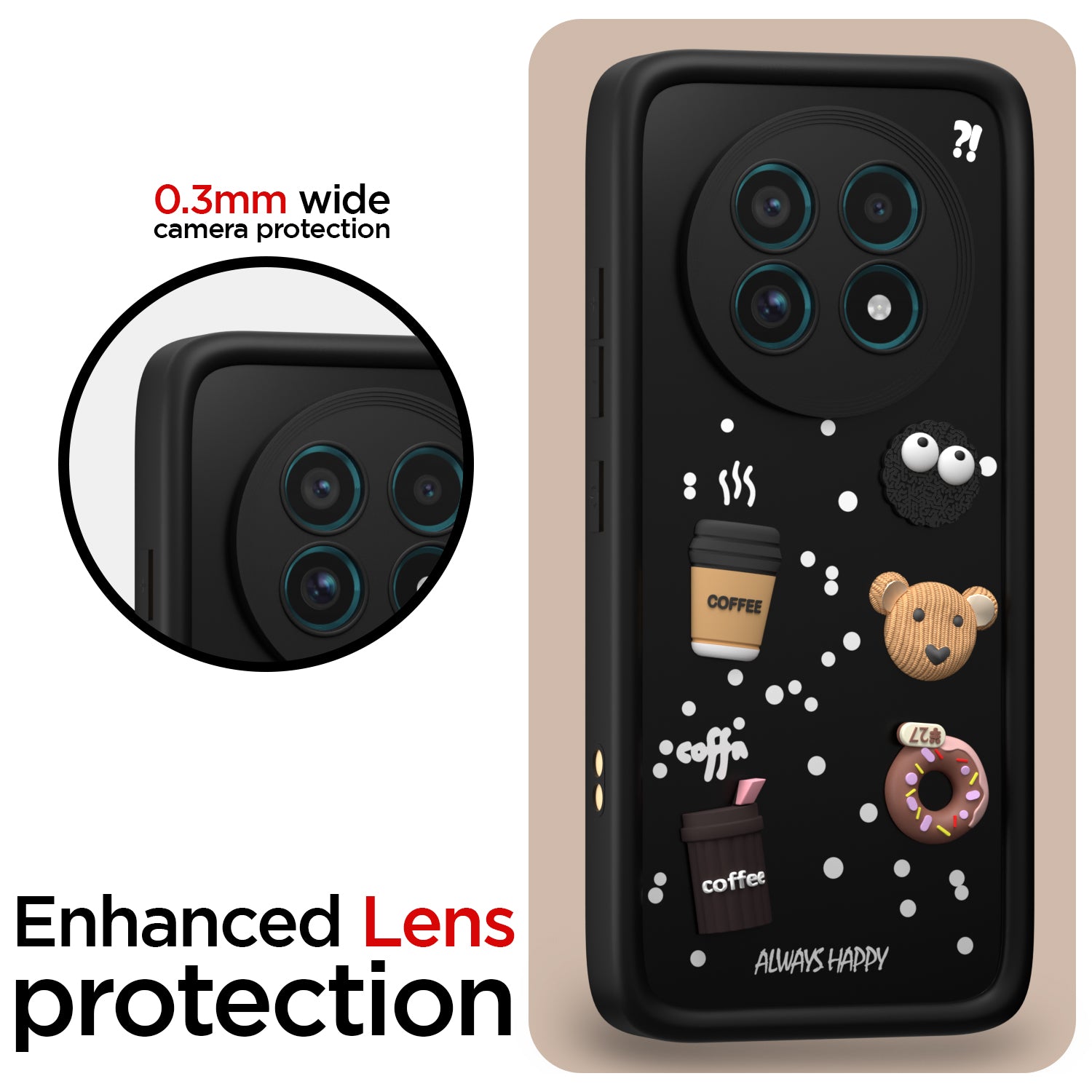 Pikkme Realme 13 Pro / 13 Pro Plus 5G Cute Fun Cartoon 3D Bear Coffee Back Cover (Black)