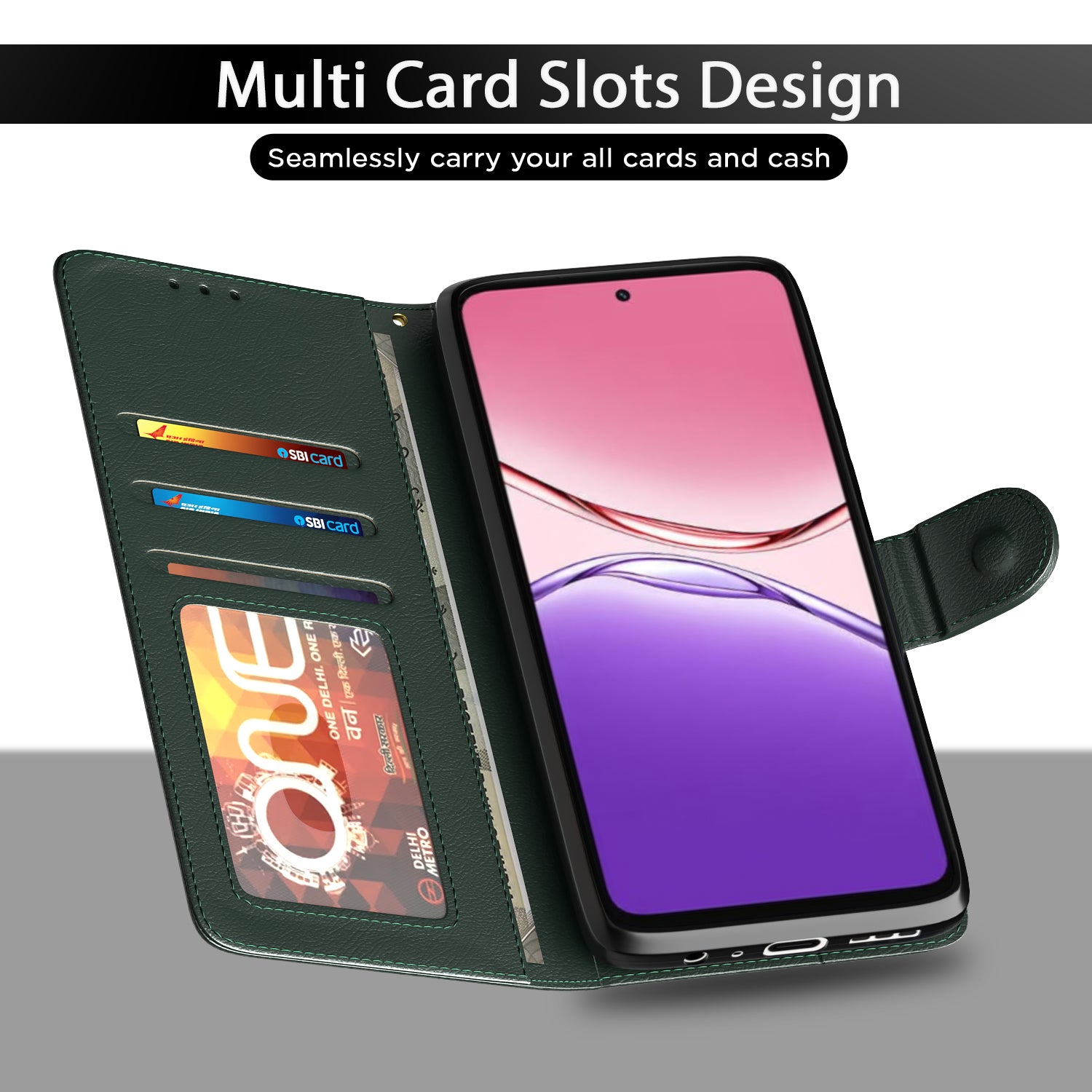 Pikkme Oppo A5x Vintage Flip Cover (Green)