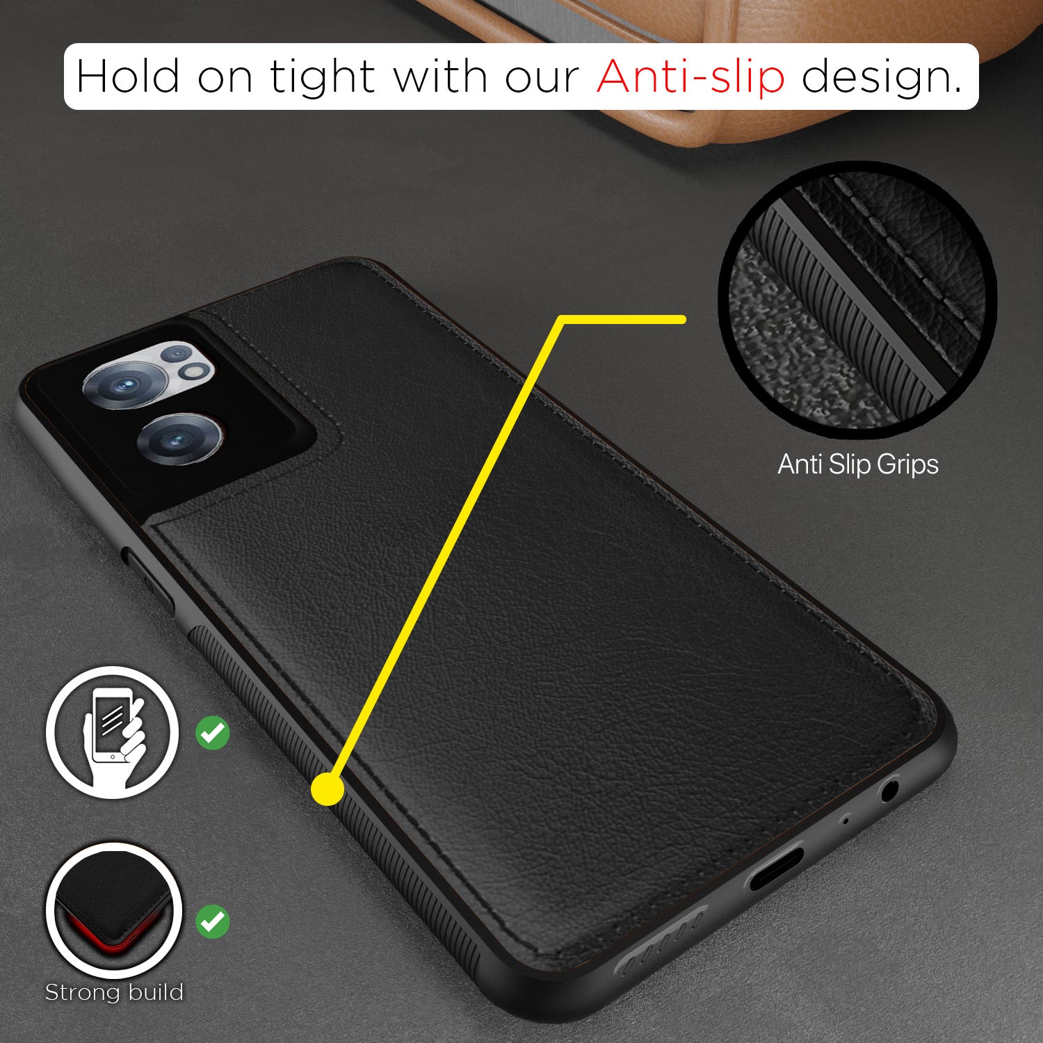 Pikkme OnePlus Nord Ce 2 5G Leather Back Case | Black