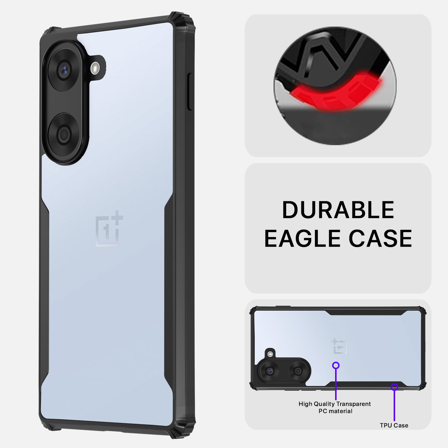 Pikkme OnePlus Nord Ce 5 5G Eagle Shockproof Clear Transparent Back Cover (Black)