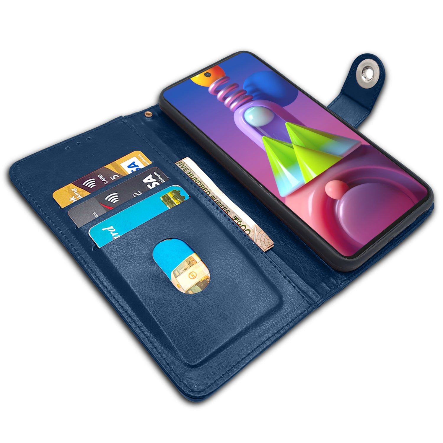 Pikkme Samsung Galaxy M51 Button Flip Cover (Blue)
