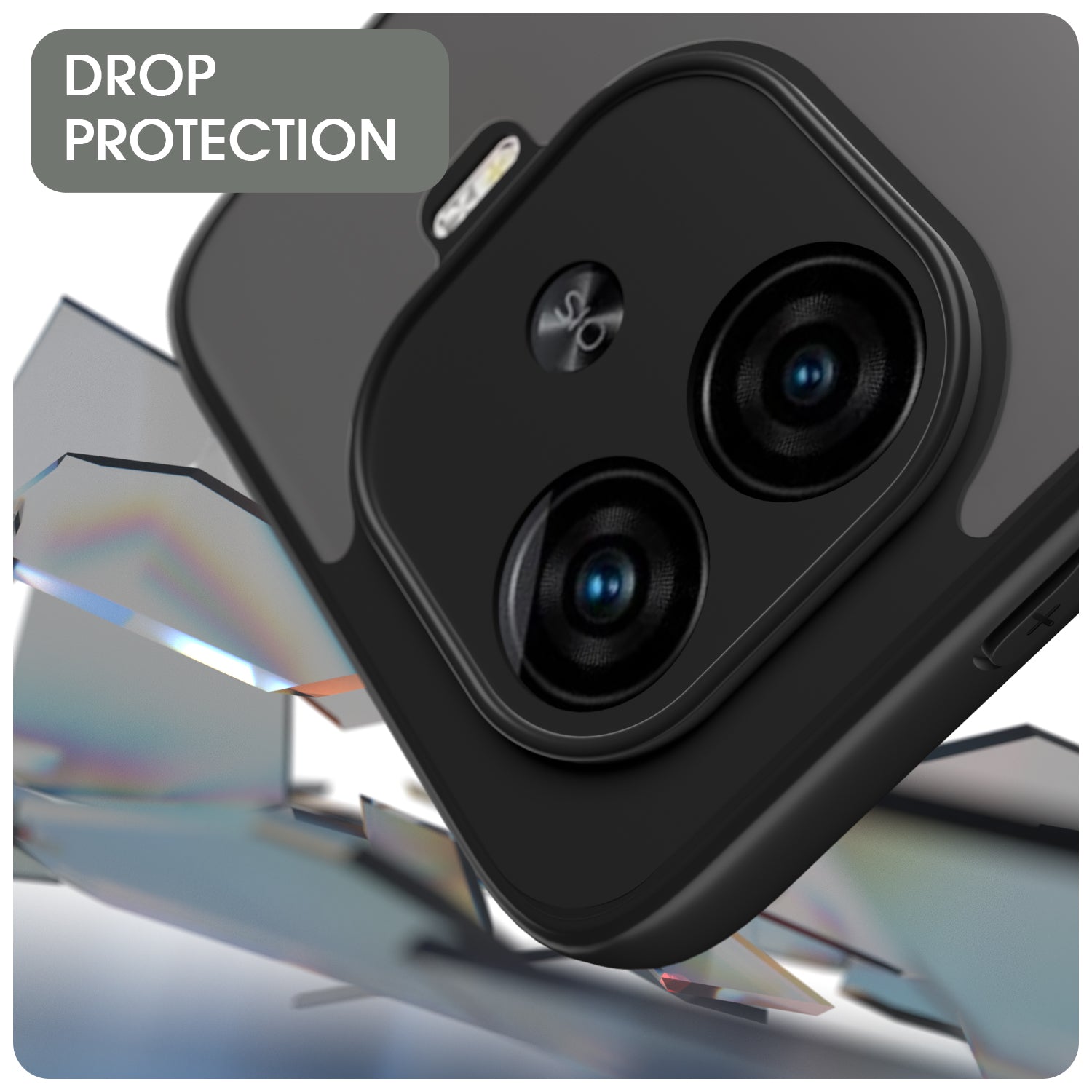 Pikkme iQOO Neo 10R 5G / iQOO Z9 Turbo 5G / Vivo Y200 GT 5G Eagle 2 Mag-Safe Smoke Shockproof Hard Transparent Back Cover (Black)