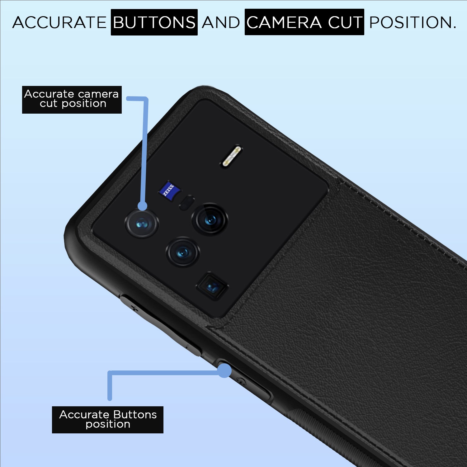Pikkme Vivo X80 Pro Leatherback Back Case | Black