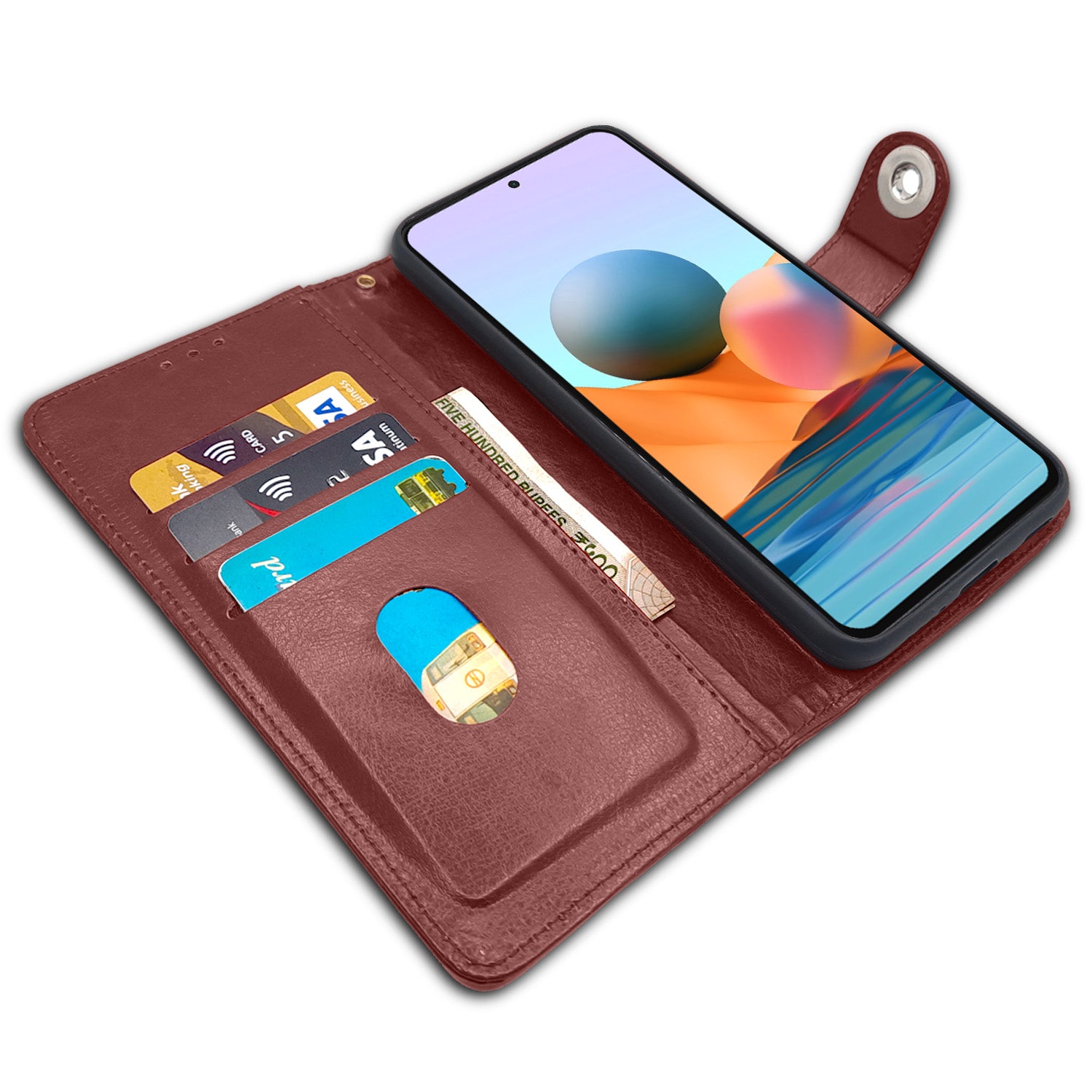 Pikkme Redmi Note 10 Pro / Note 10 Pro Max Button Flip Cover (Brown)