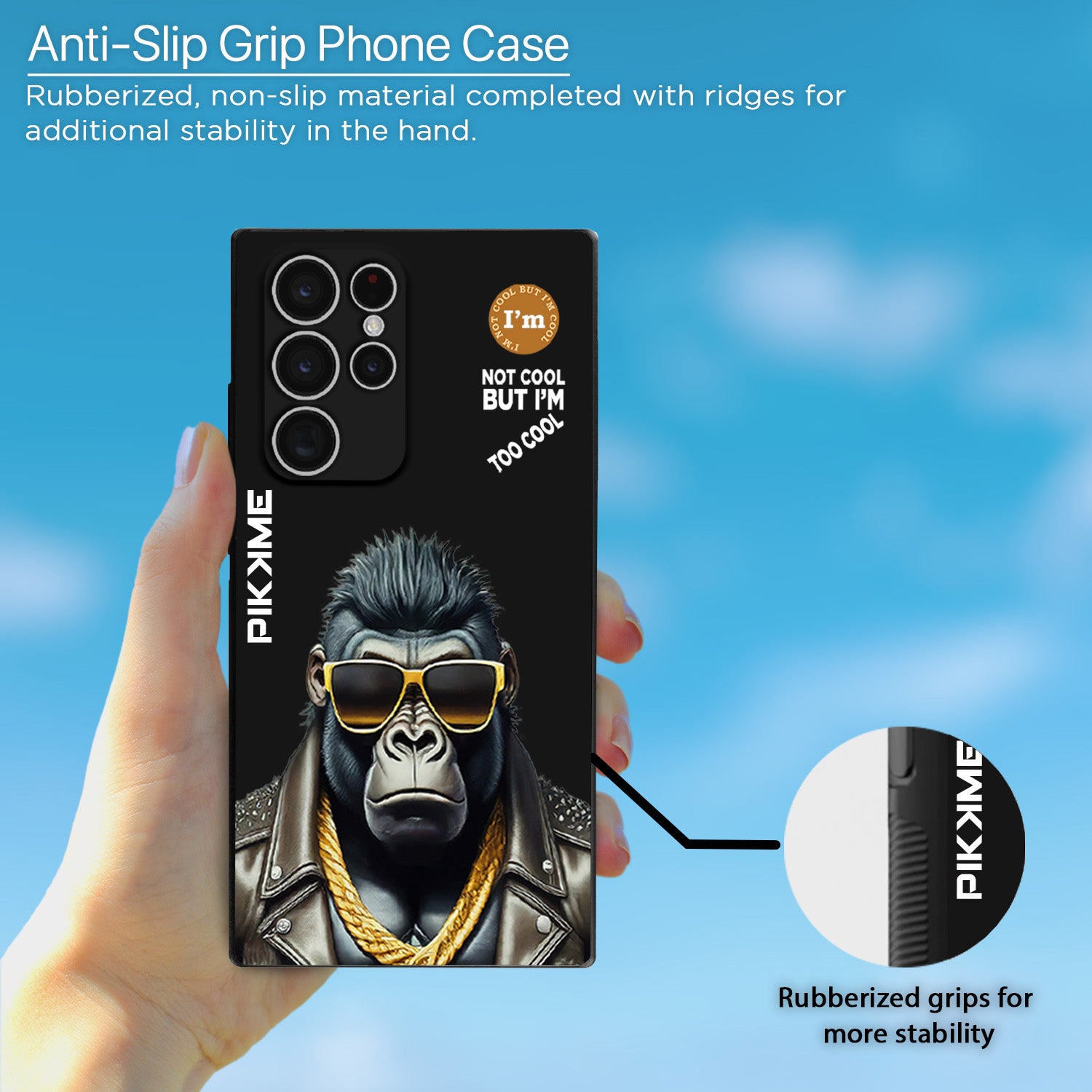 Pikkme Black Gorilla Swag Samsung Galaxy S24 Ultra 5G NIm2 Back Cover (Design 07)