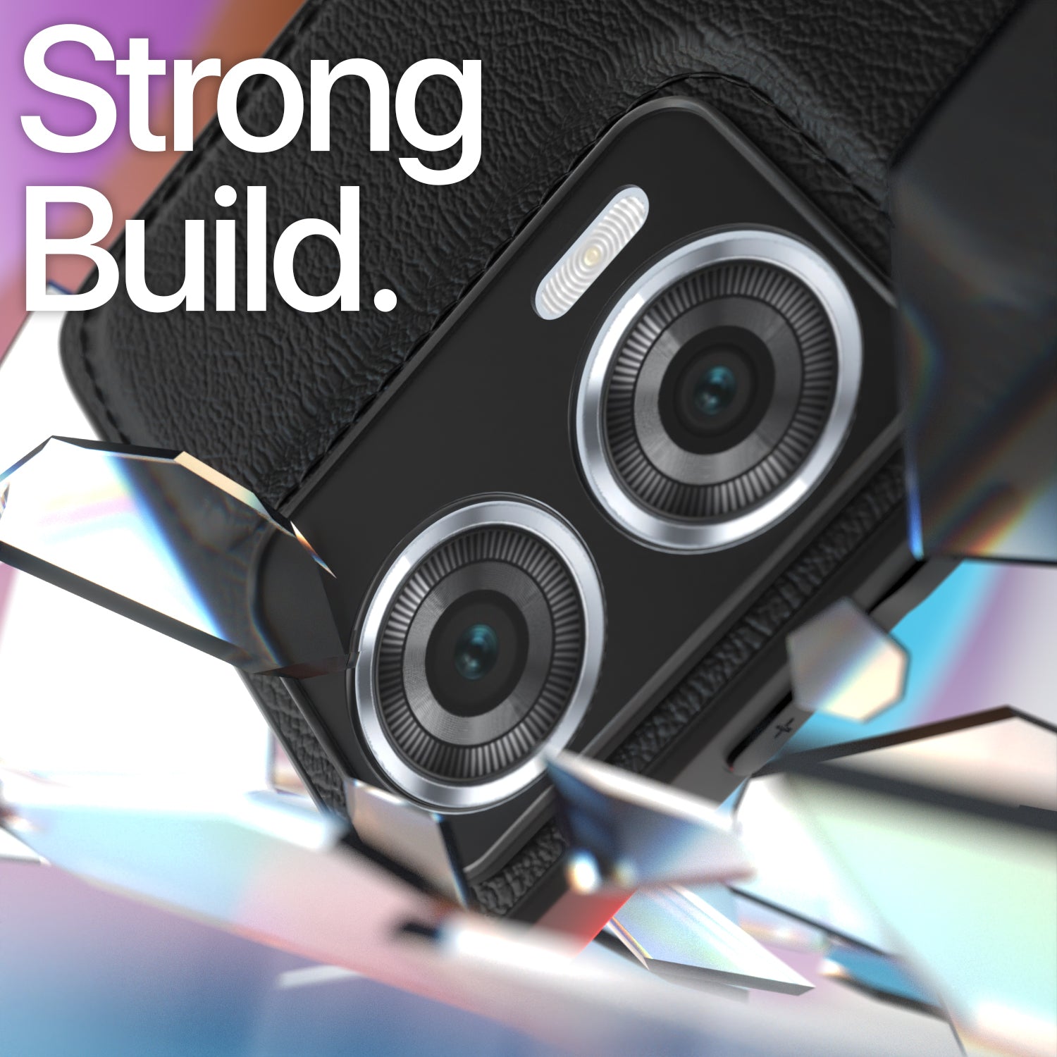 Pikkme Moto Edge 50 Fusion 5G Leather Back Case | Black