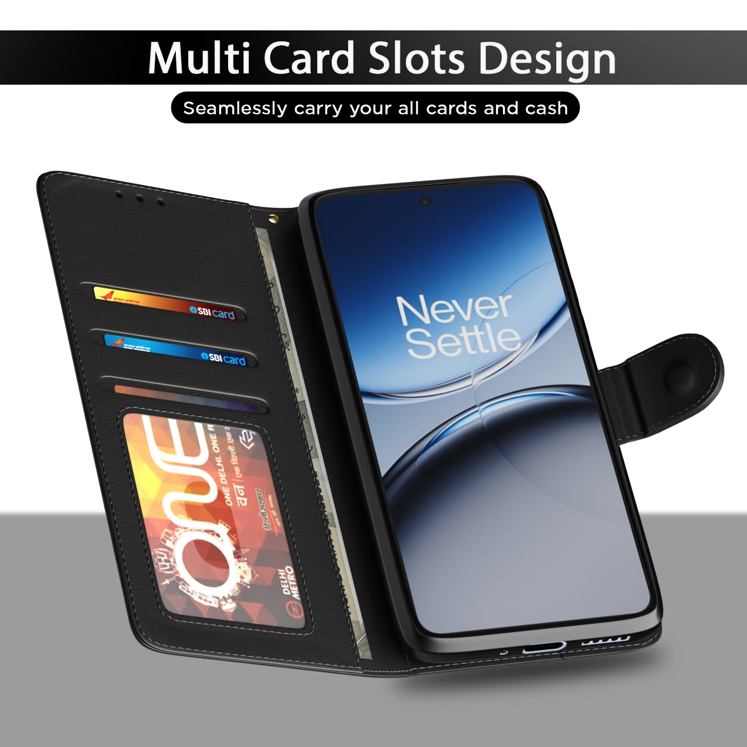 Pikkme OnePlus Nord Ce 5 5G Vintage Flip Cover (Black)