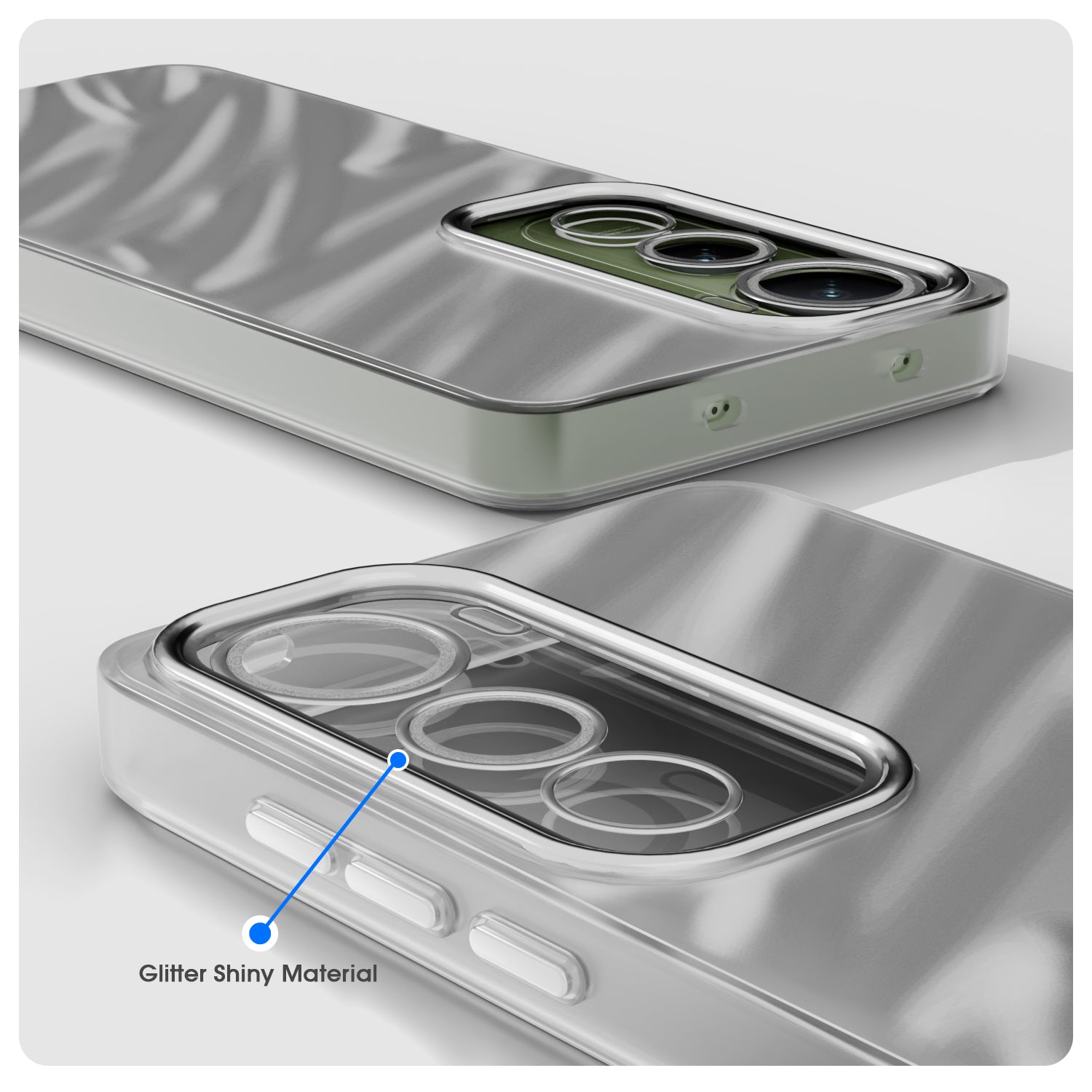 Pikkme Vivo Y400 5G Swirl Design Silver Forest Back Cover (Silver)