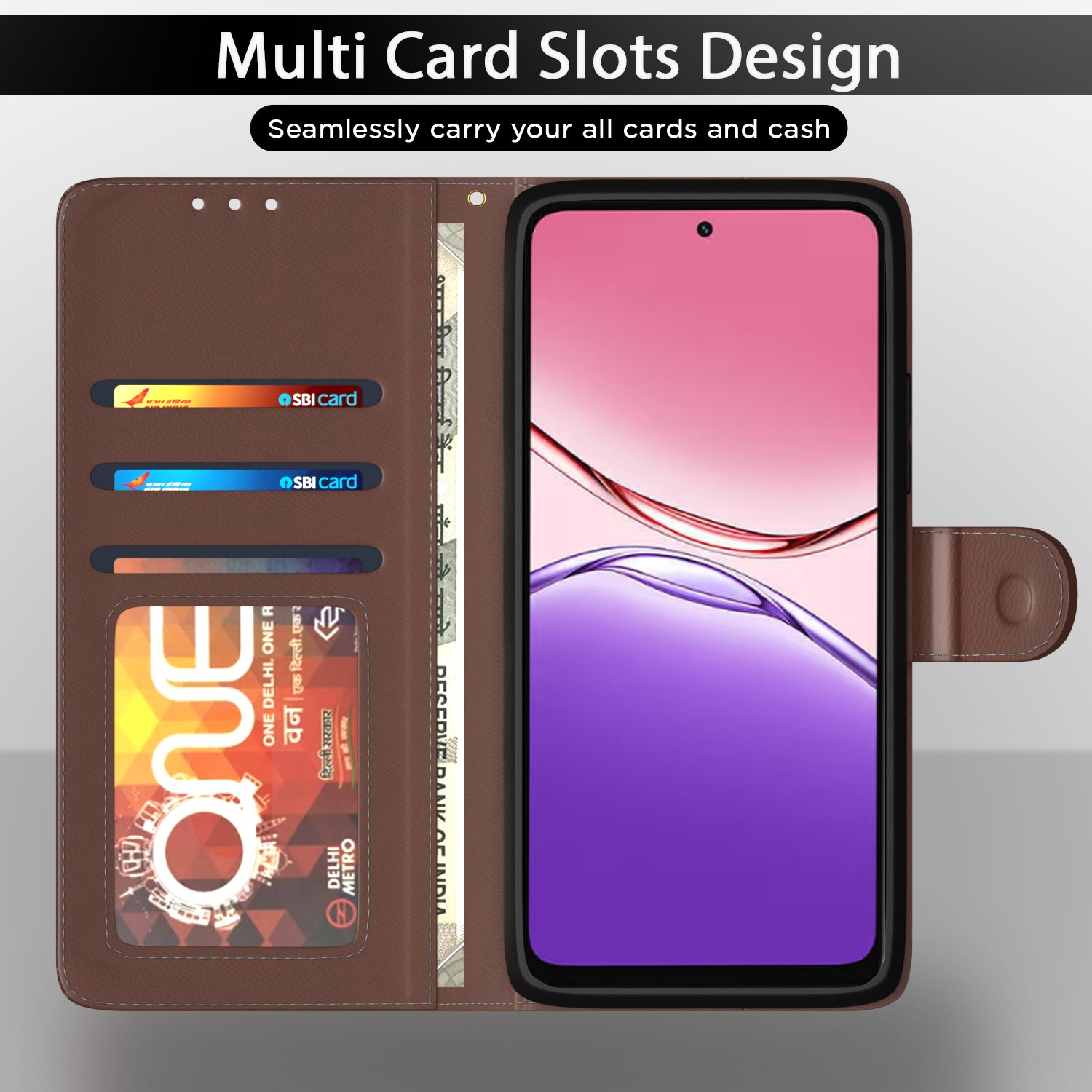 Pikkme Oppo A5x Contrast Double Flip Cover (Tan)