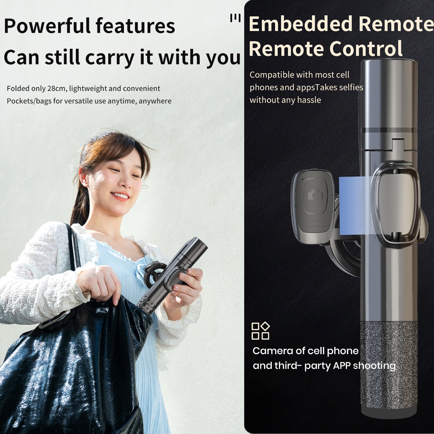 Pikkme Wireless Selfie Stick Tripod with Bluetooth Remote & Phone Holder
