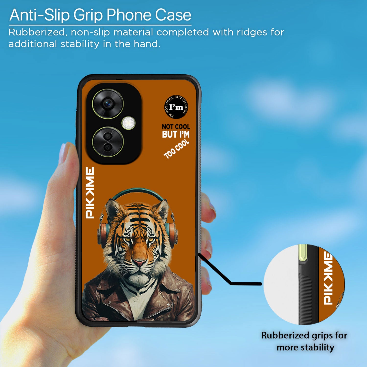 Pikkme Back Cover Pc Tpu + Printed Cool Funky Stylish Brown Tiger Swag Raised Edges Camera Protection |Bumper Case For OnePlus Nord Ce 3 Lite 5G