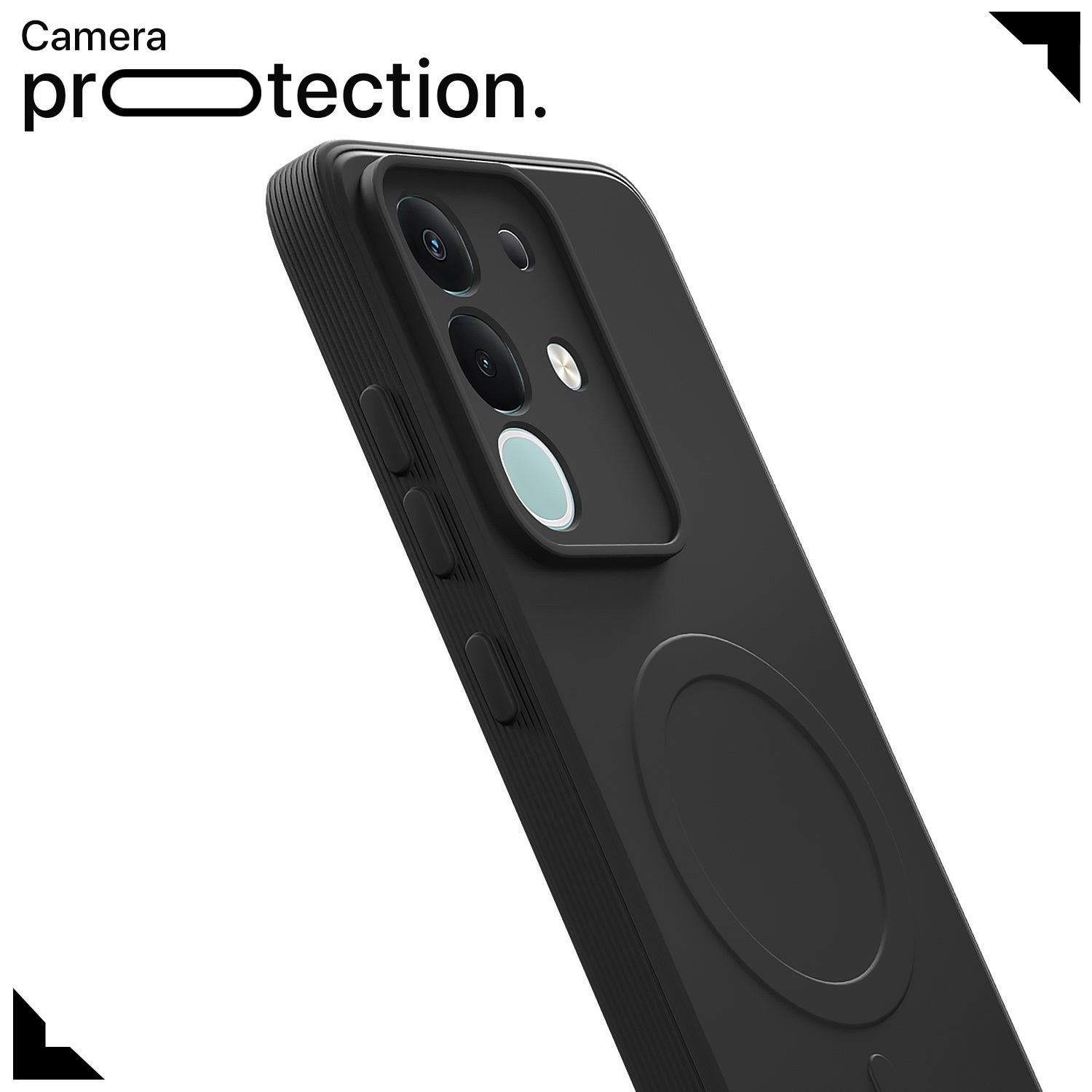 Pikkme Vivo T4x 5G / iQOO Z10x 5G / Vivo Y31 Pro 5G Matte Silicone Mag-Safe Style logo (not mag-safe compatible) Back Cover (Black)