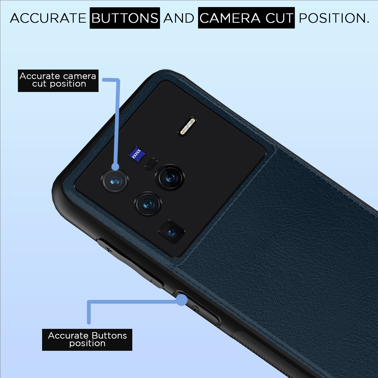 Pikkme Vivo X80 Pro Leatherback Back Case | Blue