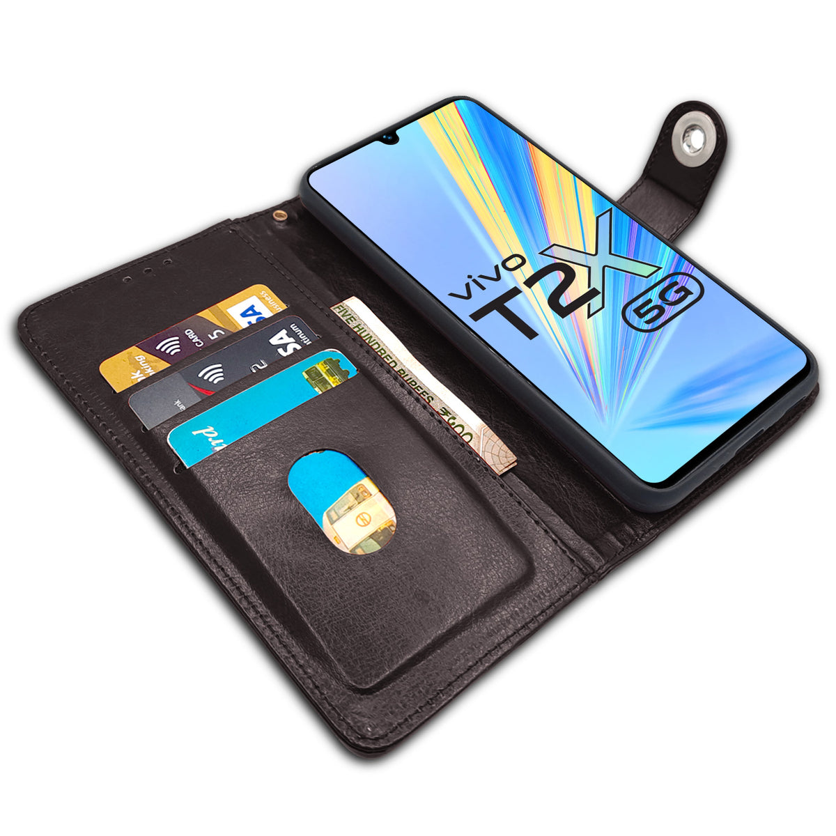 Pikkme coffee Button wallet flip cover for Vivo T2x – photo 5