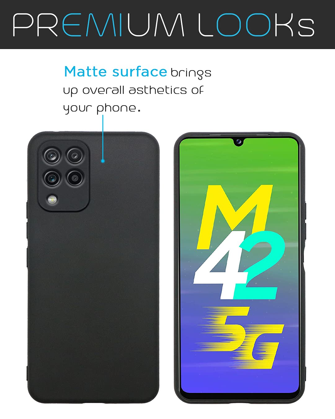 Black Matte mobile back cover for Samsung M42 – Pikkme – photo 3