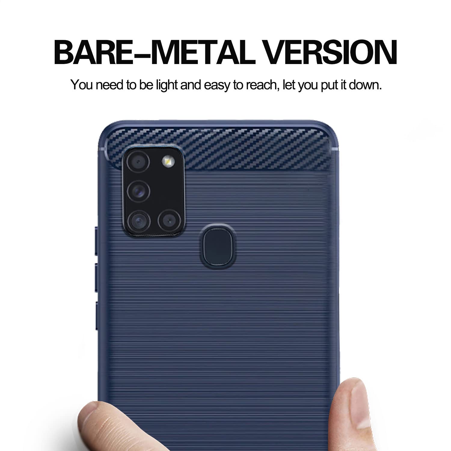 Pikkme Samsung Galaxy A21s Hybrid Carbon Fiber Back Cover | Blue