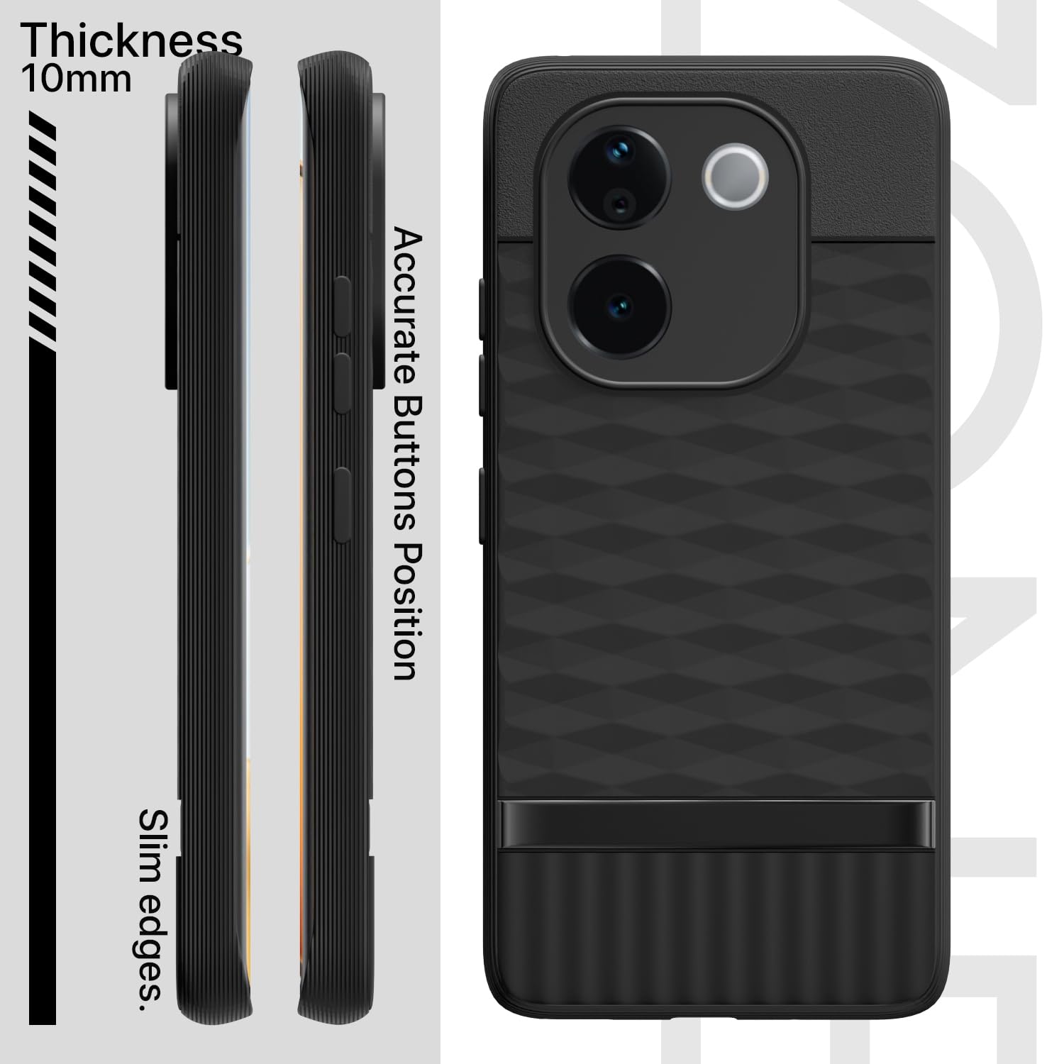 Pikkme Vivo T3 Pro 5G / iQOO Z9s Pro 5G Gencase Back Cover (Black)