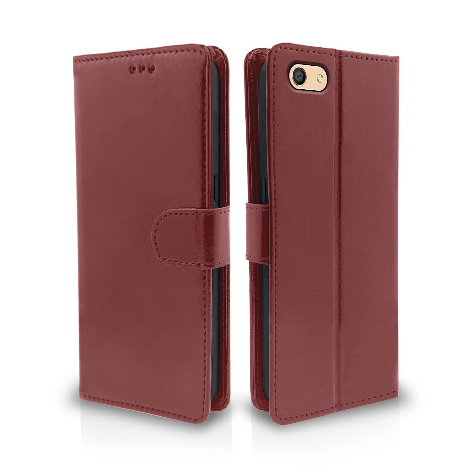 Oppo F3 Wallet wallet flip cover in brown by Pikkme