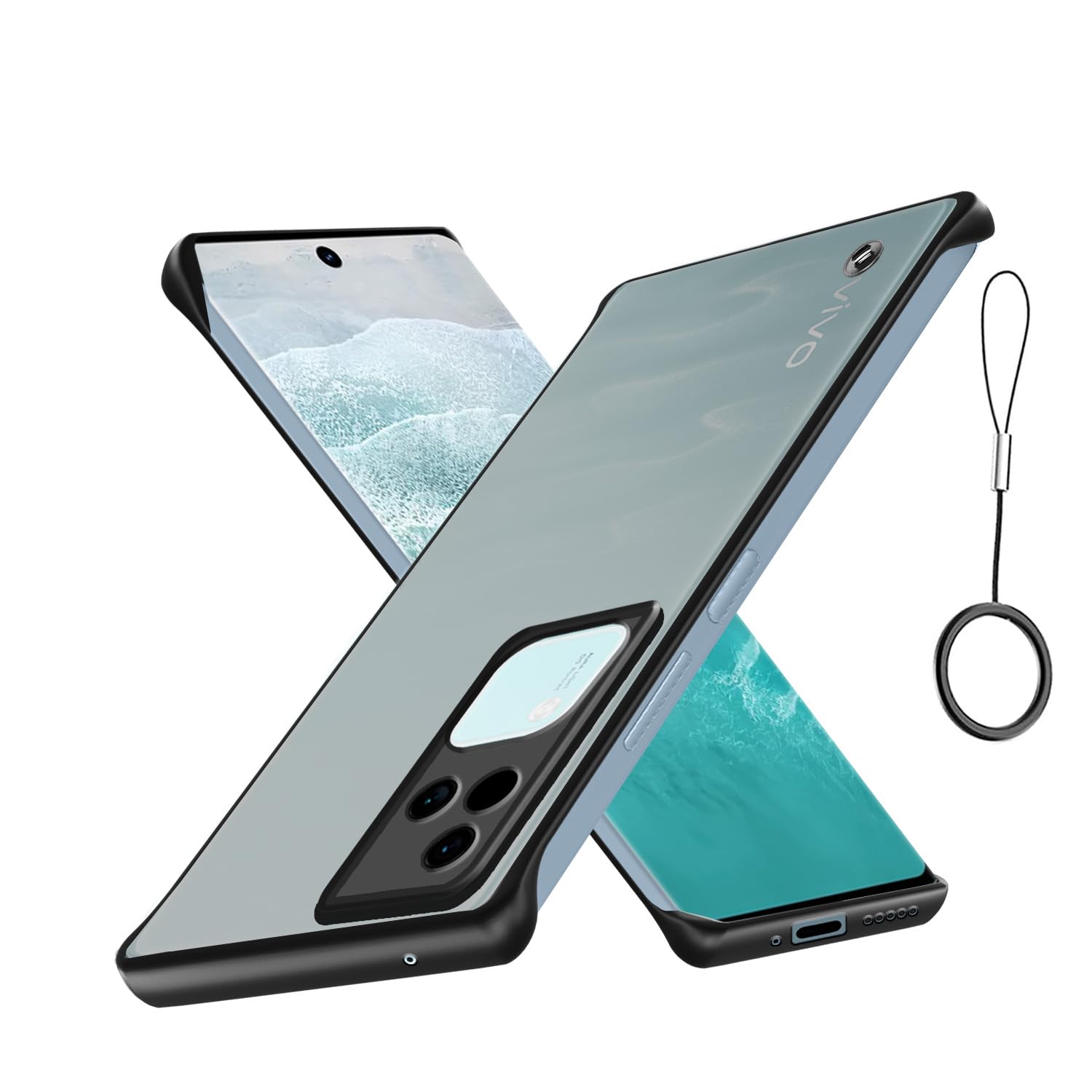 Pikkme black Frameless mobile cover for Vivo V30/V30 Pro 5G