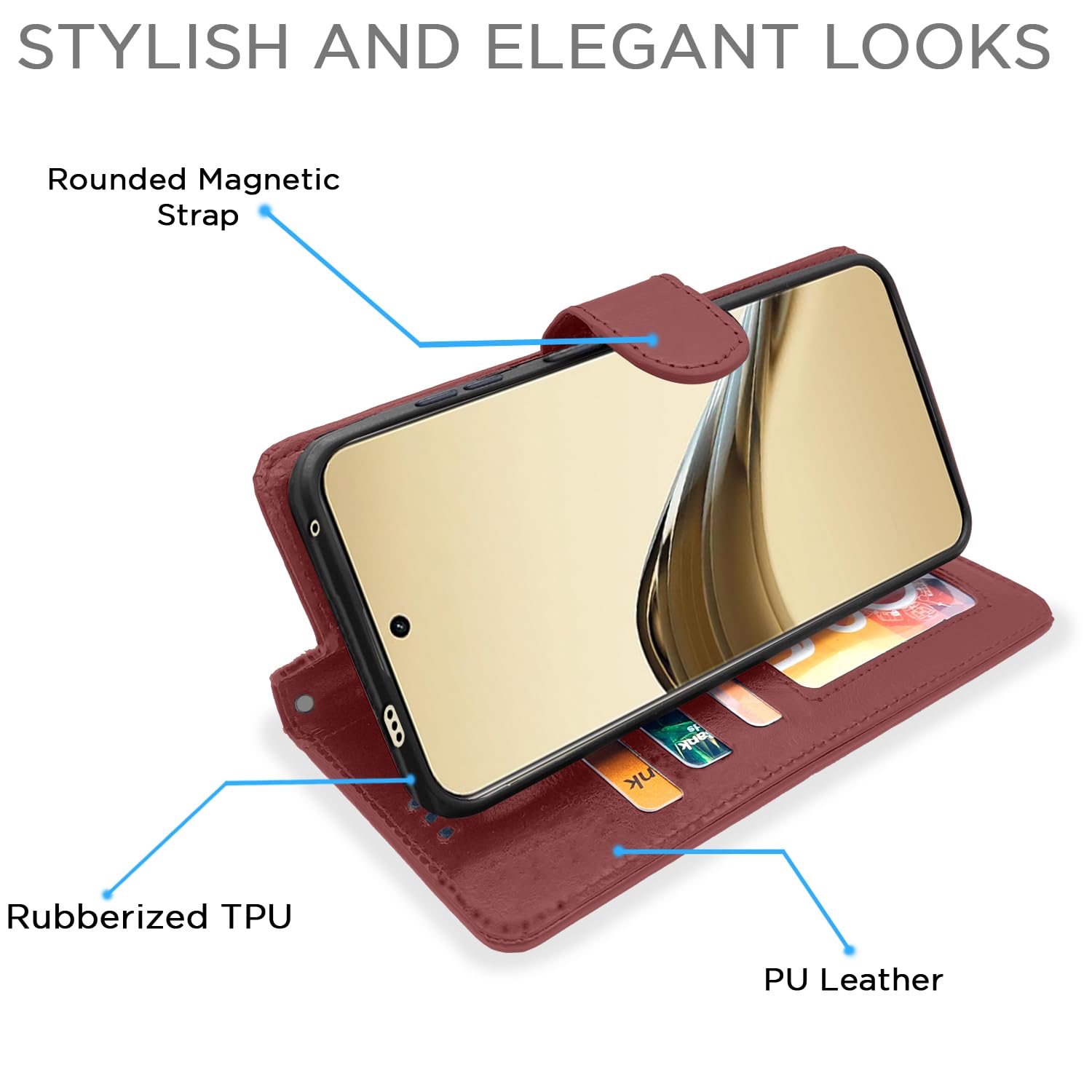 Pikkme Realme 13 Pro 5G Vintage Flip Cover (Brown)