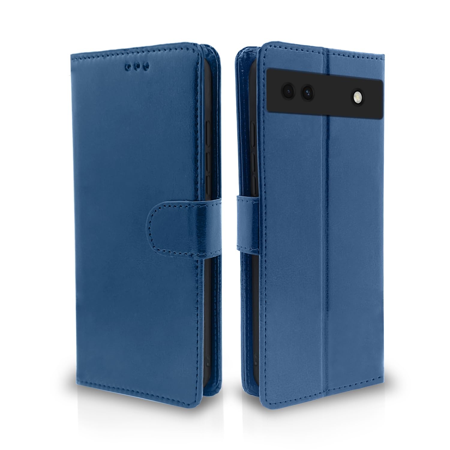 Google Pixel 6a Wallet flip cover in blue by Pikkme