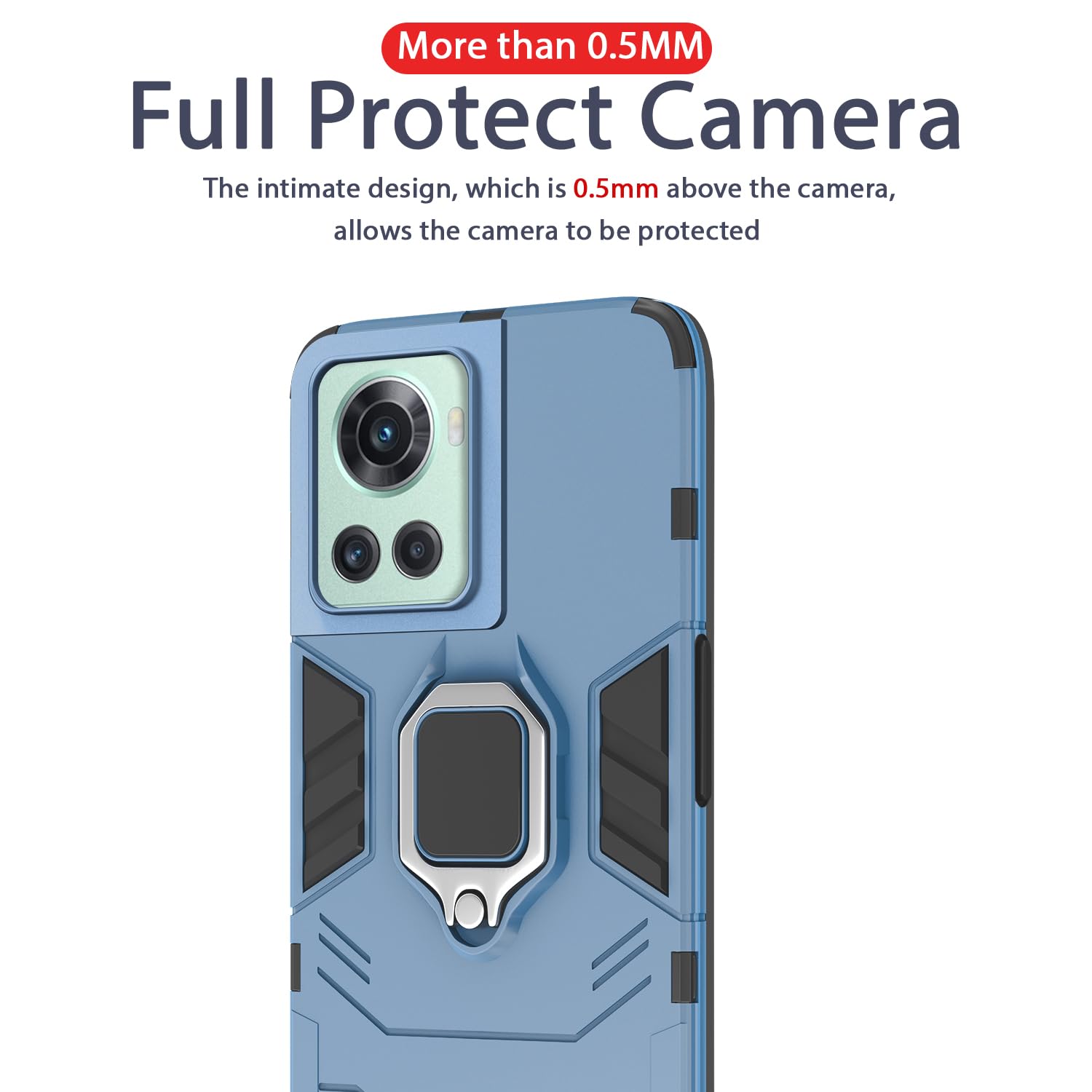 Pikkme OnePlus 10R | 5G / 10R | 5G Prime Edition D5 Tough Armor Back Cover | Blue
