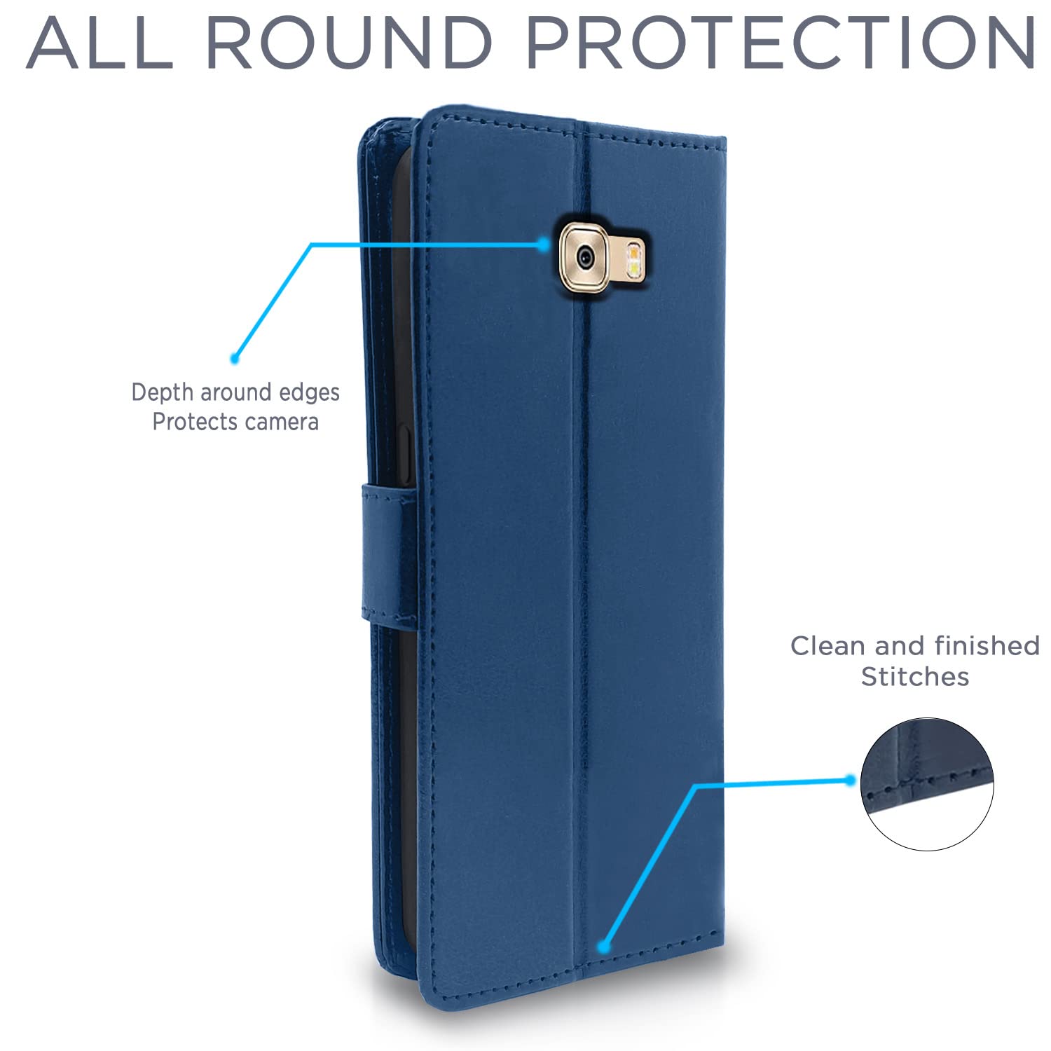 Pikkme blue Wallet flip case for Samsung C7 Pro – photo 4