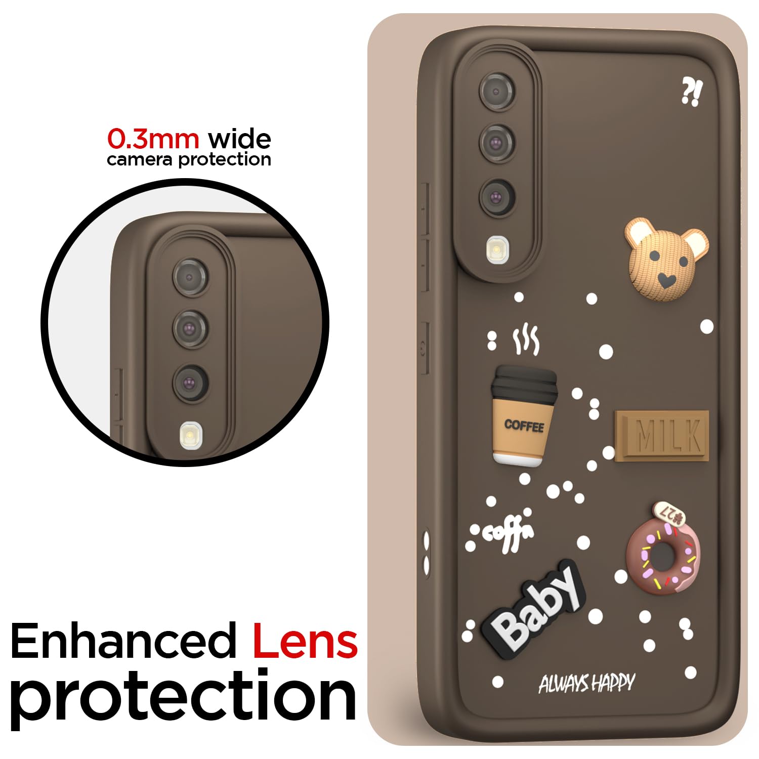 Pikkme Samsung Galaxy A50 / A50s / A30s Cute Fun Cartoon 3D Bear Coffee Back Cover (Brown)