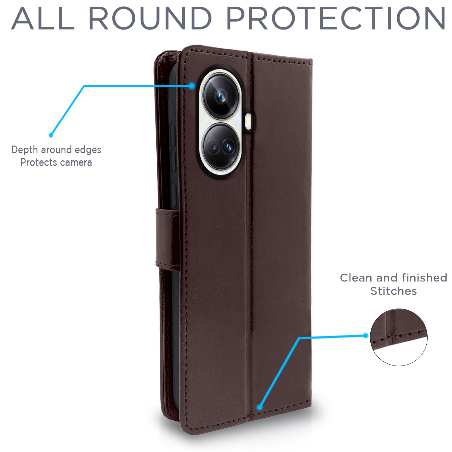 Pikkme Realme 10 Pro Plus Vintage Flip Cover (Coffee)